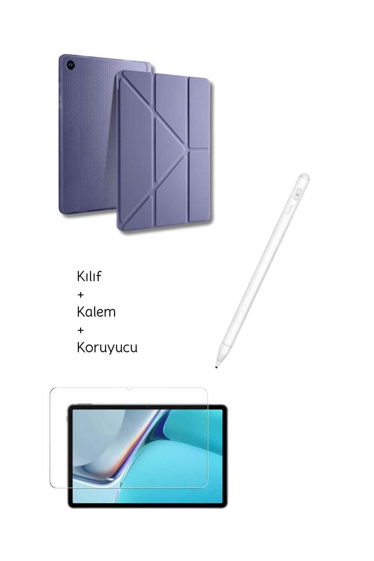 Fuchsia Galaxy A9 Plus X210 11 inç Uyumlu Tablet Kılıfı Tri Folding Tablet Kalemi Fskl02 Ekran Koruyucu