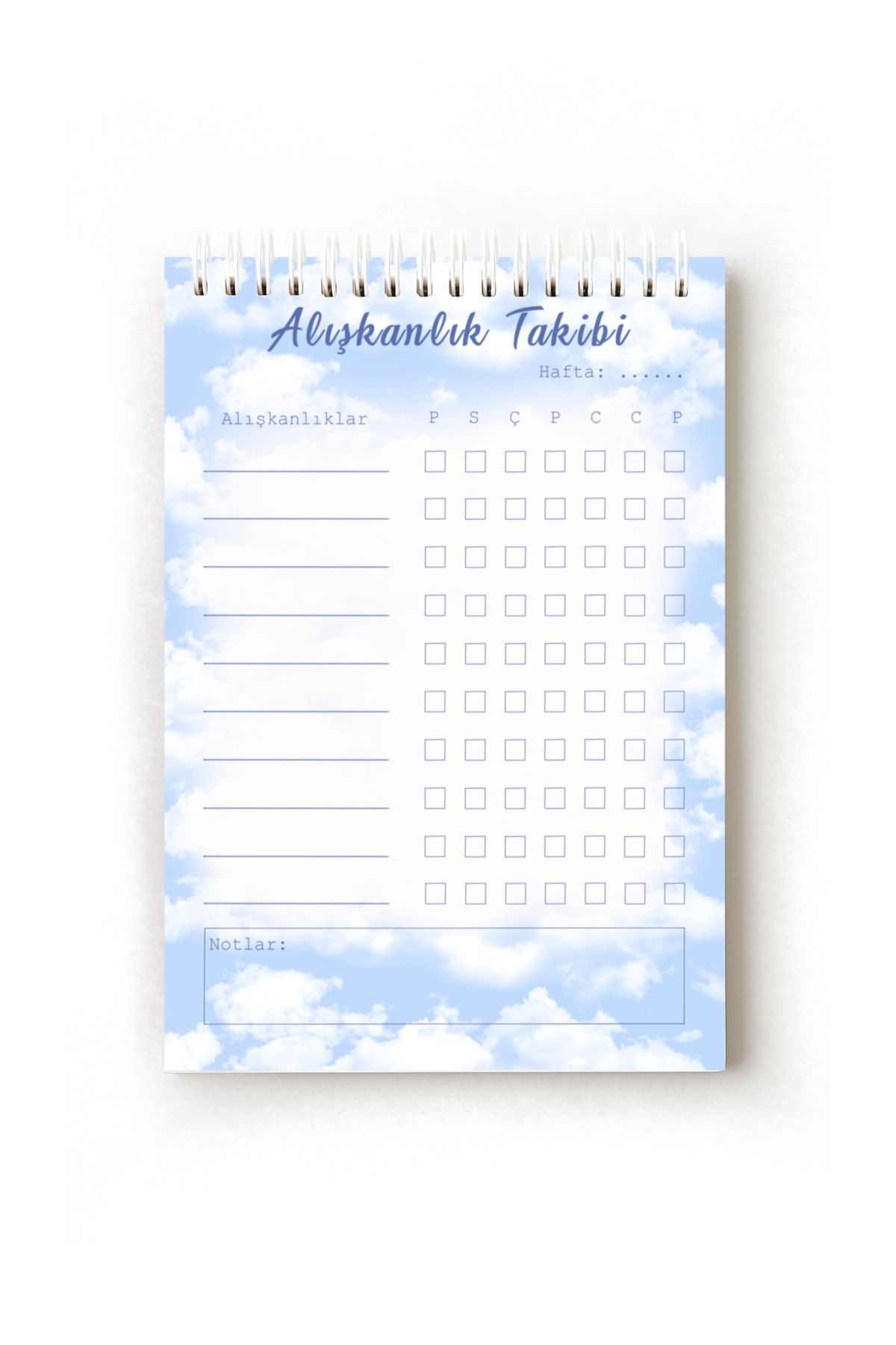 Handeto Kraft Bulut Temalı Türkçe Alışkanlık Takibi, Habit Tracker, A5 Habit Tracker, Rutin Defteri, Zinciri Kırma