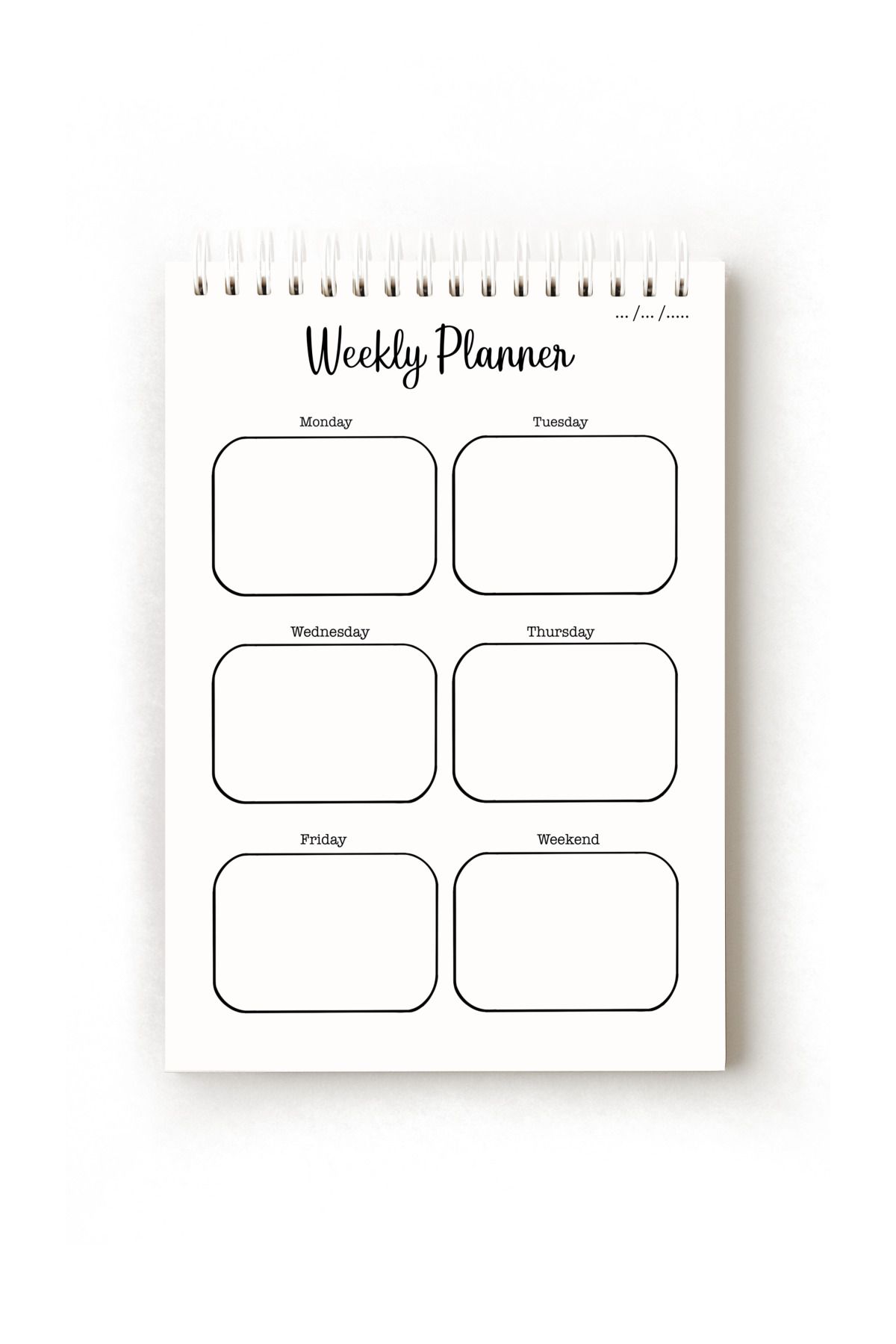 Handeto Kraft Sade Minimalist İngilizce Haftalık Planlayıcı, Weekly Planner, A5 Planner, Spiralli Planner, Telli