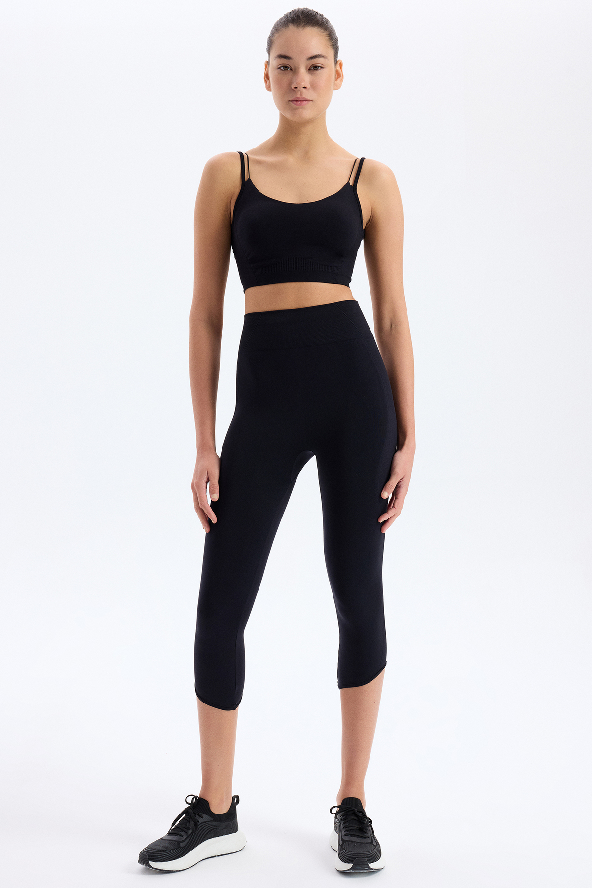 COMEUP Jakar Detaylı Crop Boy Toparlayıcı Tayt Siyah görsel 4