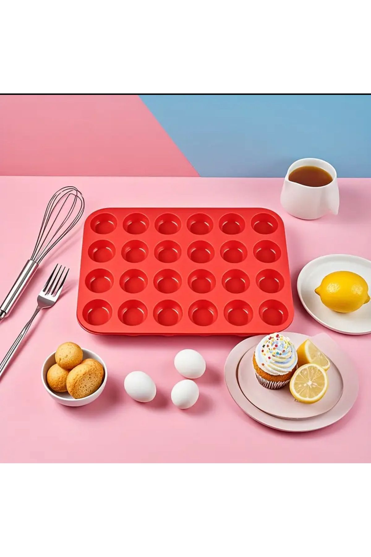 BALCI HEDİYELİK Silikon Muffin Kalıpları ve Cupcake KalıplarıYapışmaz 24 Gözlü Silikon Gıda Muffin Kekler, Tart,