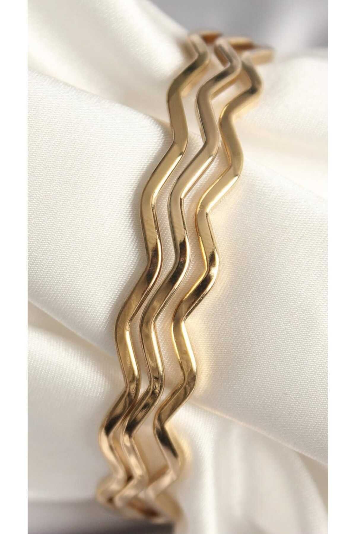 ÇİÇEKÖRGÜ 316L Çelik Gold Renk Ajda Model Kadın Bileklik