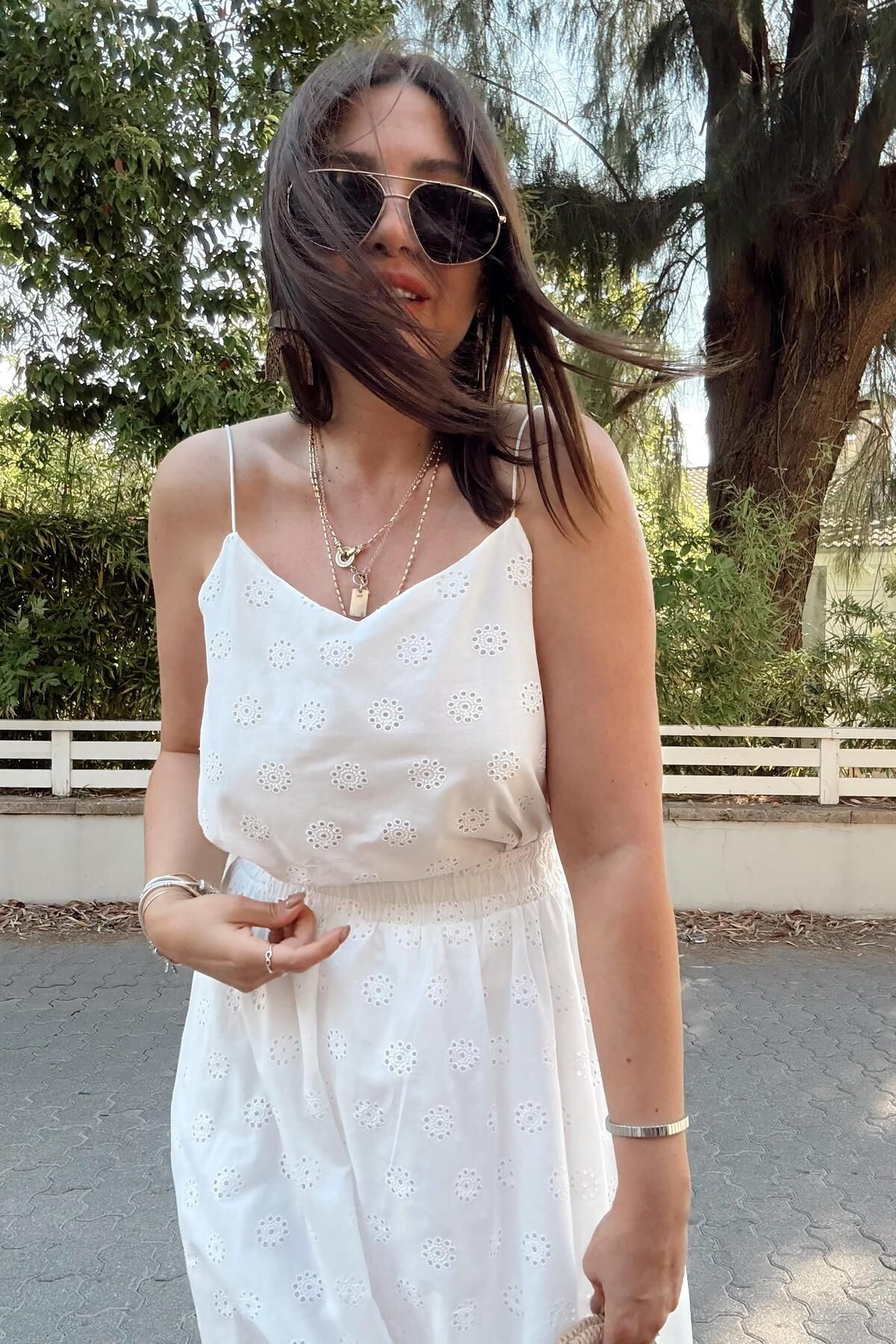 ELVAN TOLON Askılı Fisto Etek Bluz Takım