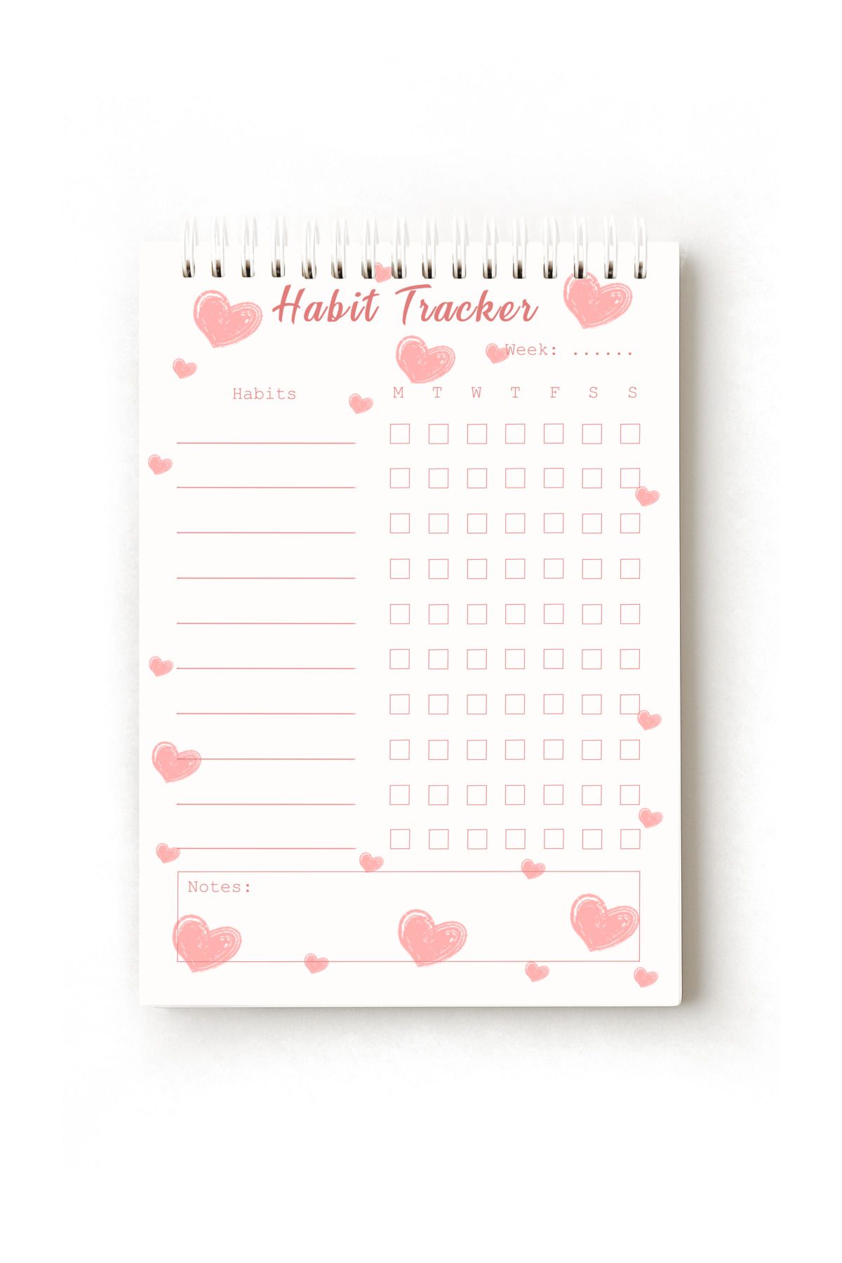 Handeto Kraft Kalp Temalı İngilizce Alışkanlık Takibi, Habit Tracker, A5 Habit Tracker, Rutin Defteri, Planner