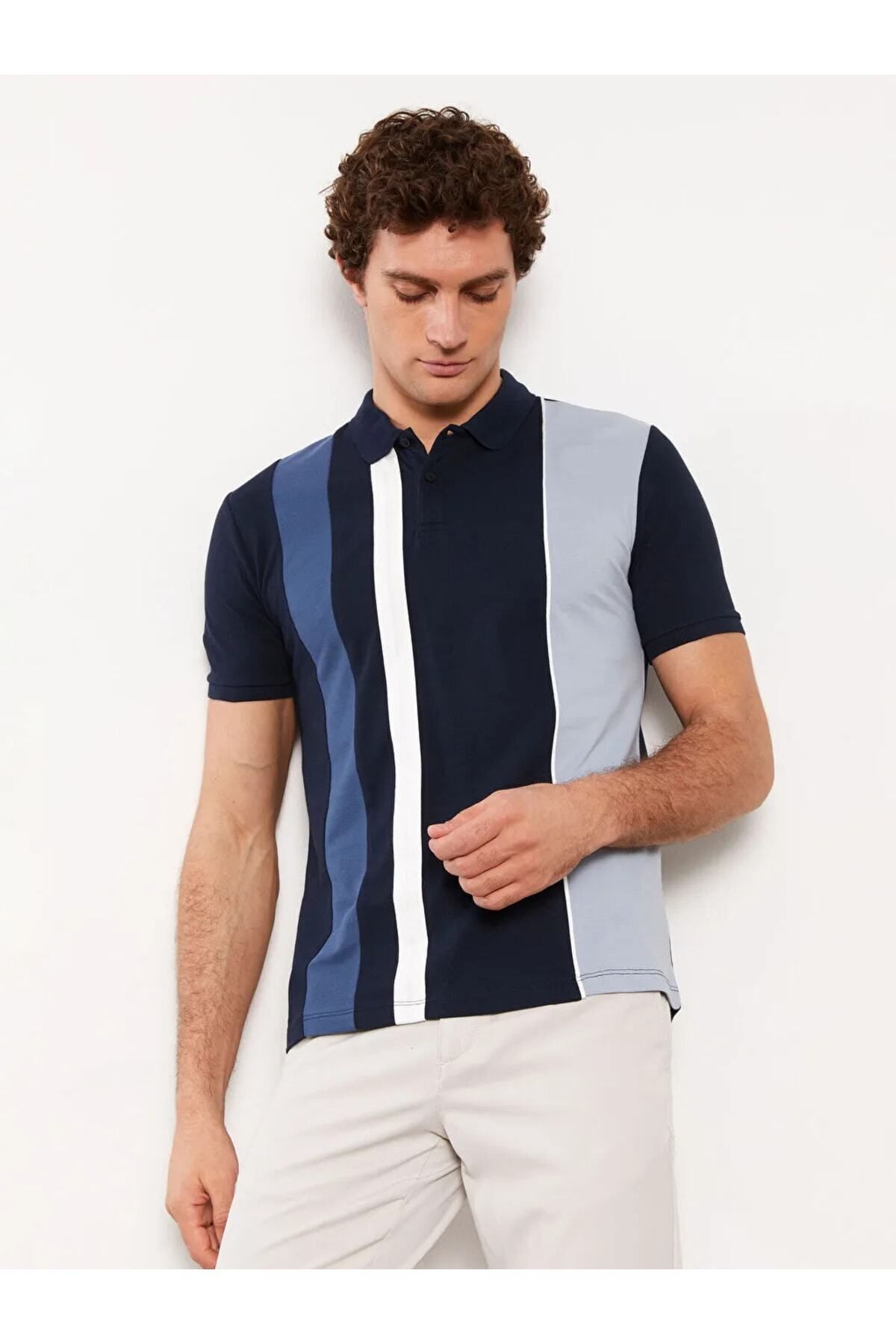 LC Waikiki Lcw Vision Polo Yaka Kısa Kollu Renk Bloklu Pike Erkek Tişört