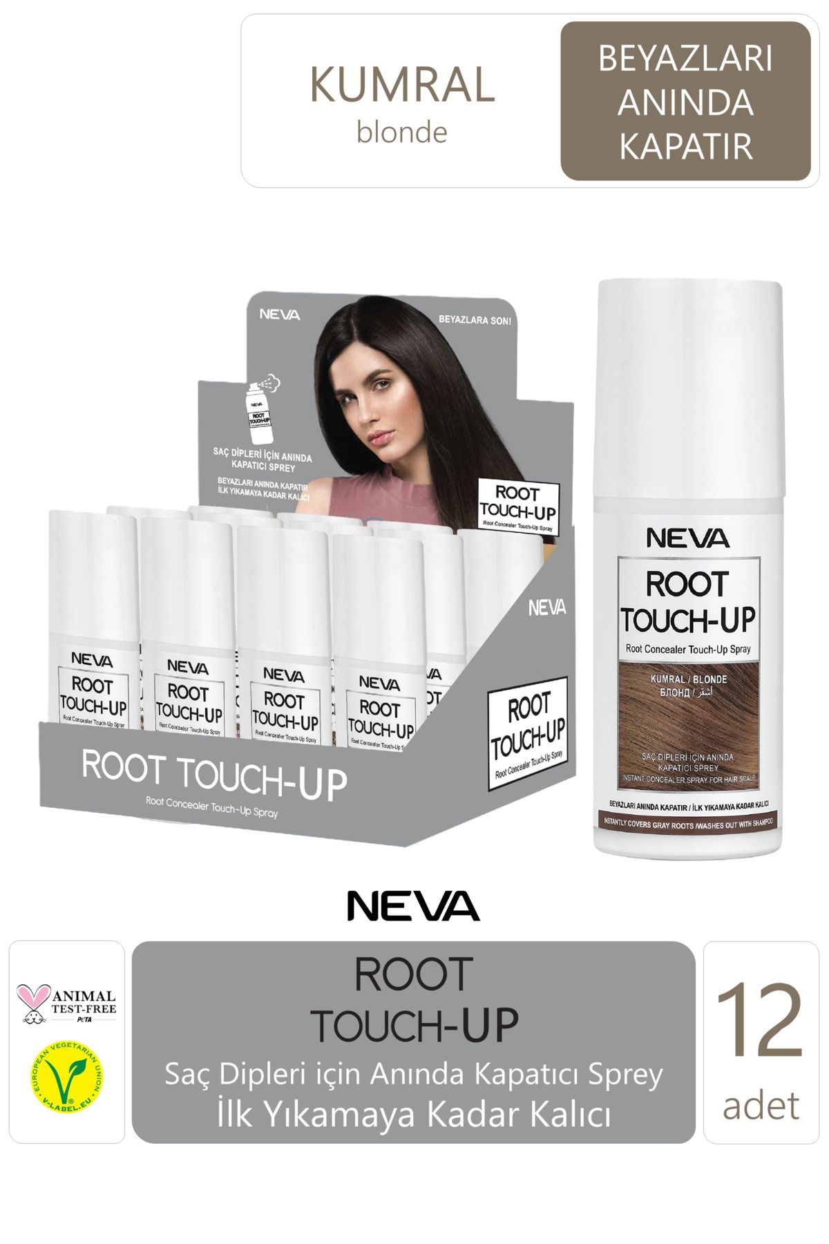 Neva Root Touch-up Kapatıcı Sprey - Kumral 12'li Paket