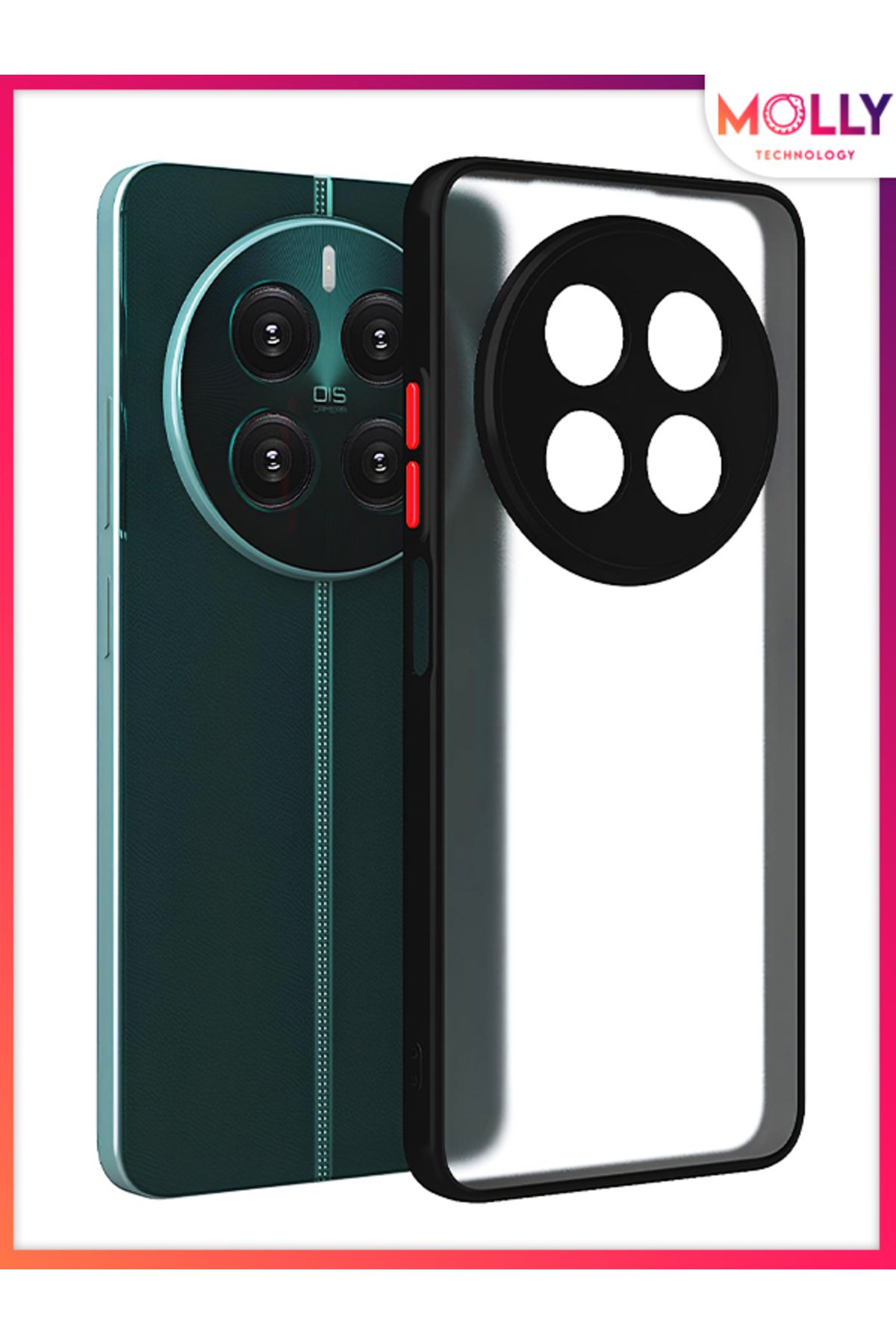 Molly Realme 12 PLUS İçin Kenarları Siyah Renkli Buzlu Şeffaf Silikon Kılıf - Huskarl