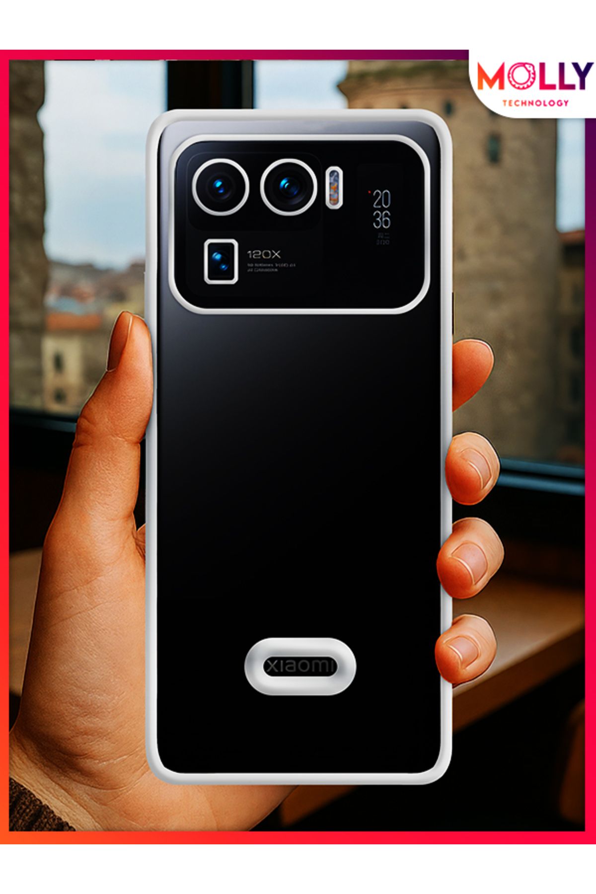 Molly Xiaomi Mi 11 ULTRA İçin Kenarları Gümüş Lens Koruyuculu Lou Lazer Şeffaf Silikon Kılıf