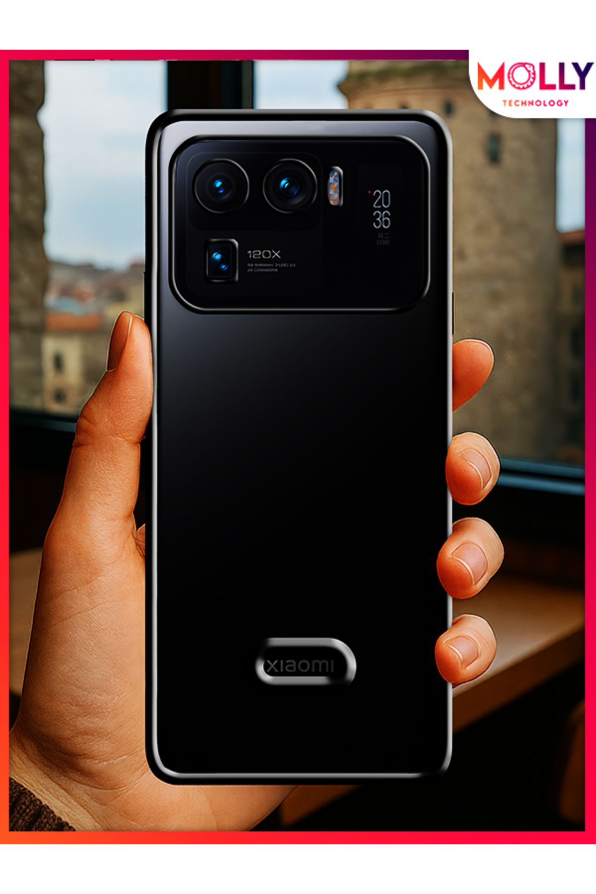 Molly Xiaomi Mi 11 ULTRA İçin Kenarları Siyah Lens Koruyuculu Lou Lazer Şeffaf Silikon Kılıf