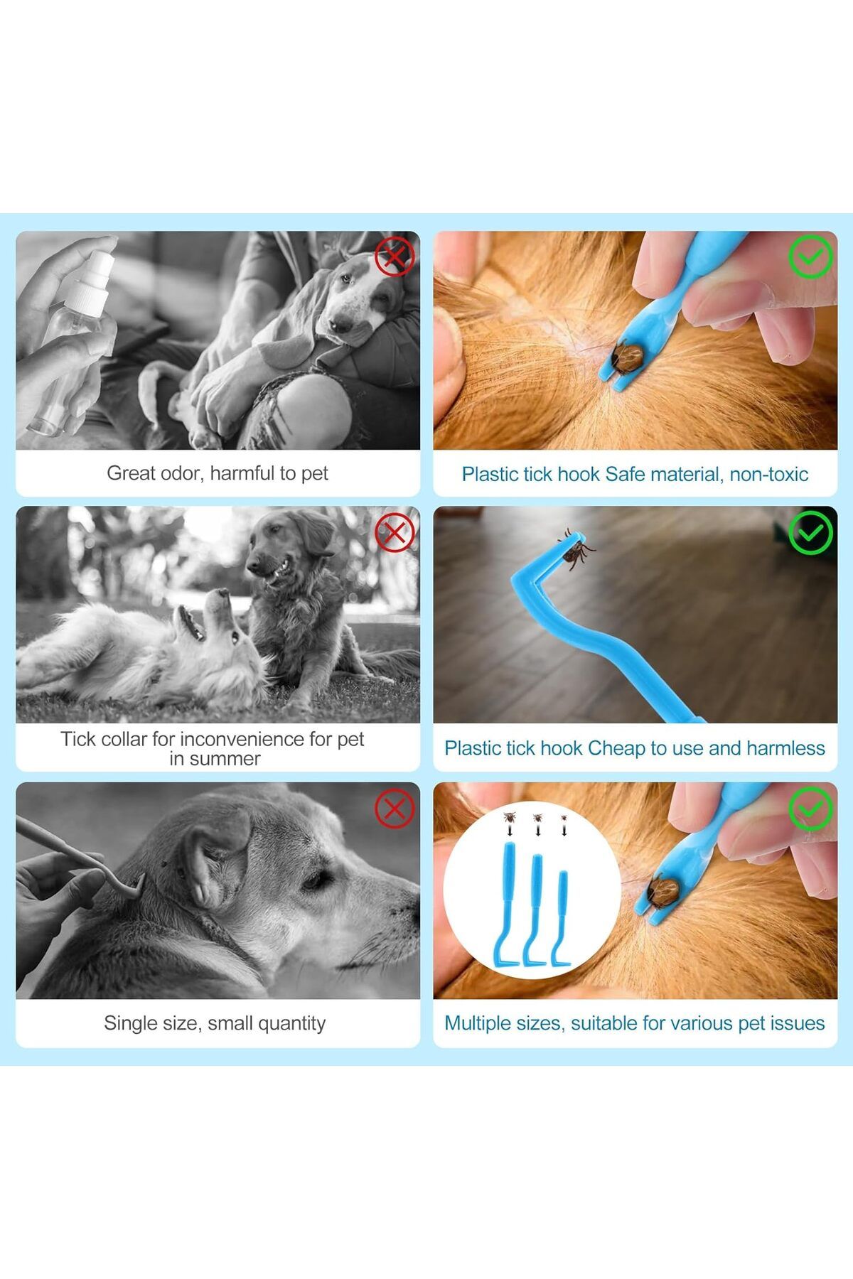 HOOFSANDPAWSVET Kene pensesi, kene çıkarıcı, köpek için, 3 farklı boyutta set, köpekler için kene cımbızı
