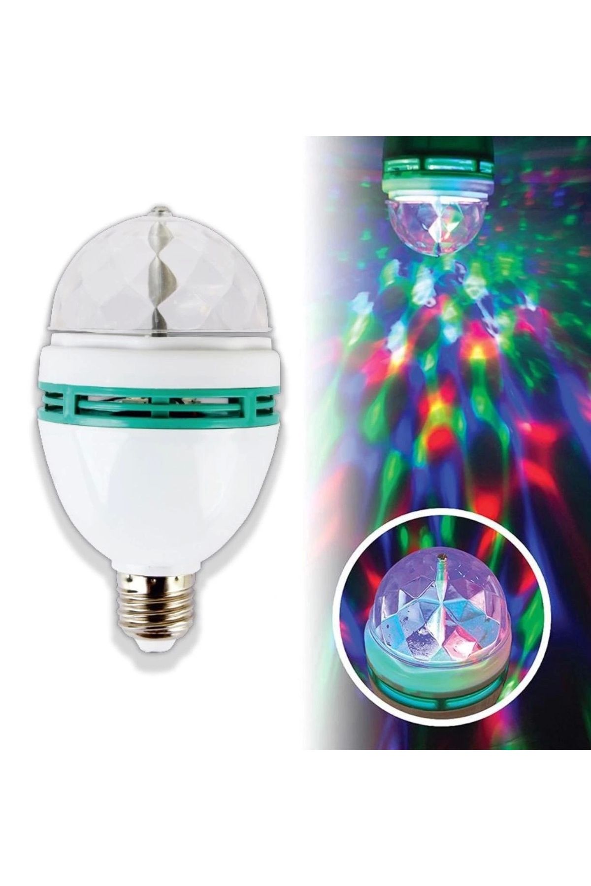 OurStyles Renkli Led Döner Başlıklı Disko Topu Ampul Gece Lambası Disco Lamp