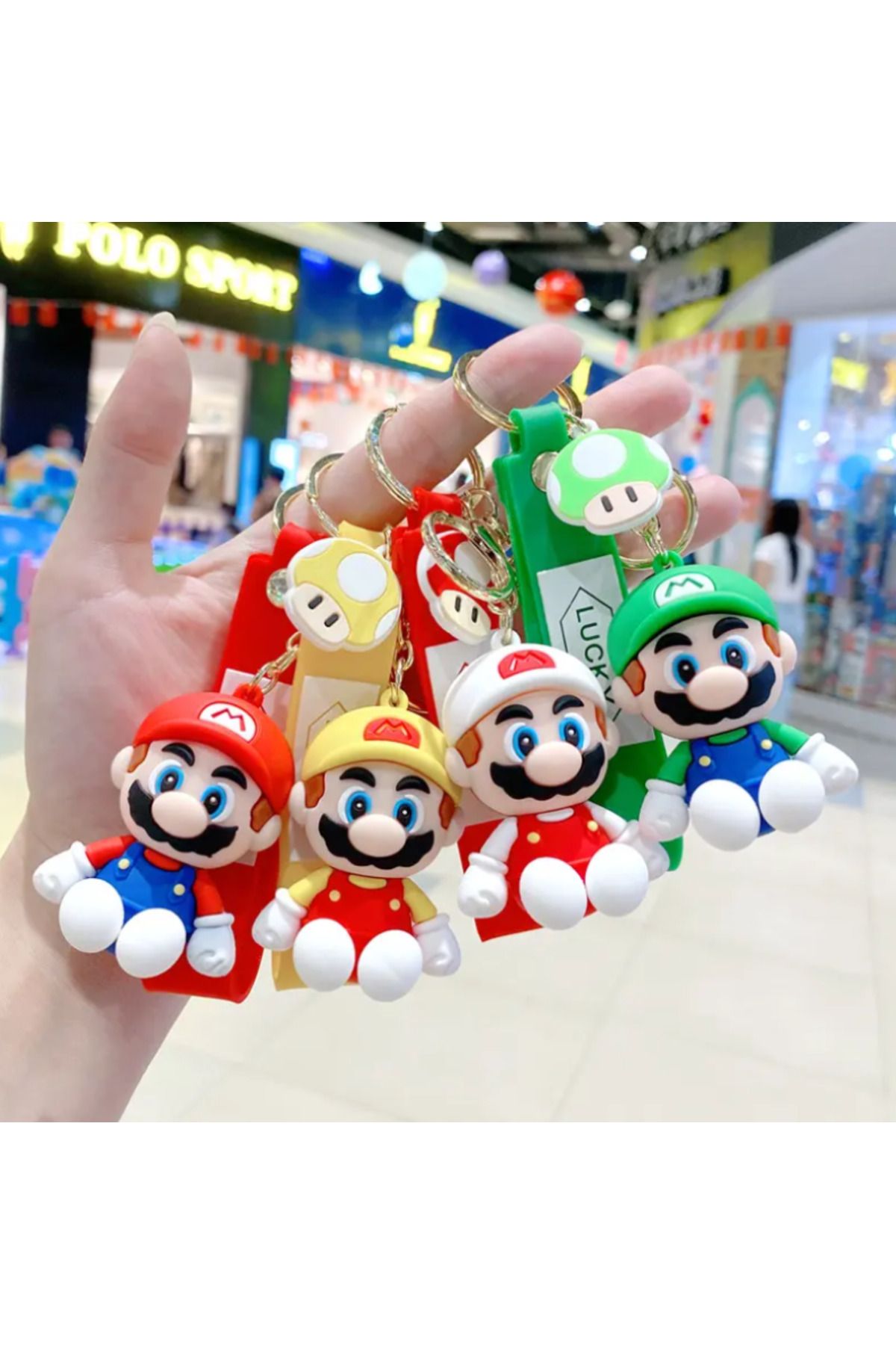 Bizde Ne Yok ki Süper Mario 3D Küçük Boy Lüks Anahtarlık Çanta Süsü 4 Adet