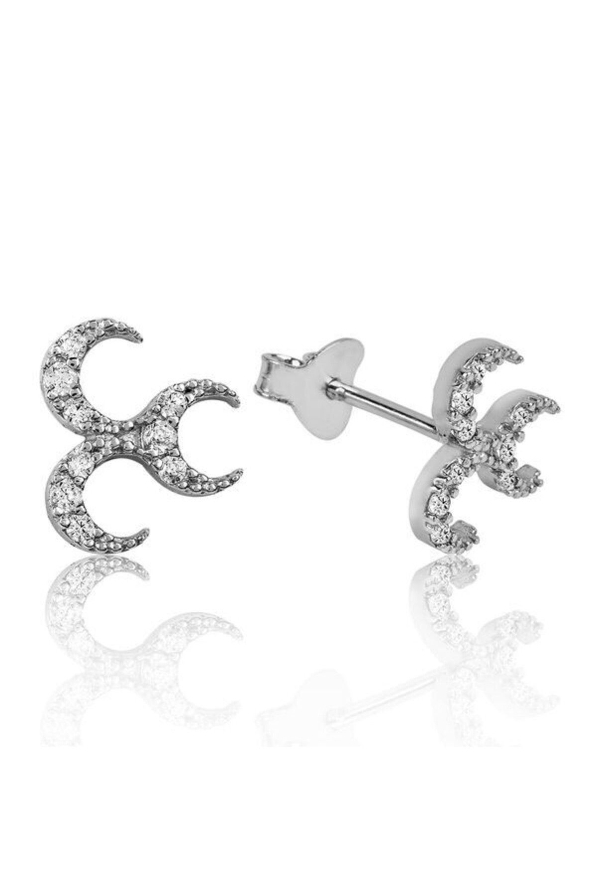 shop Üç Hilal Çivili 925 Ayar Gümüş Küpe
