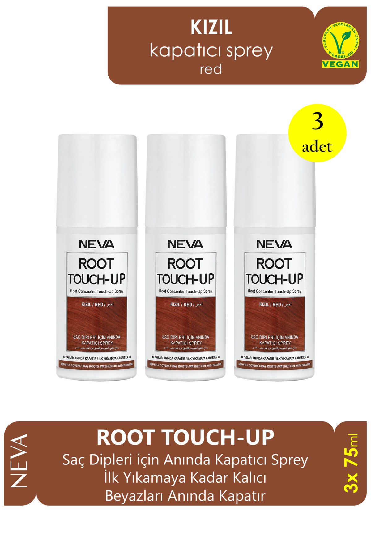 Neva Root Touch Up Kapatıcı Sprey 75ml KIZIL 3 Adet