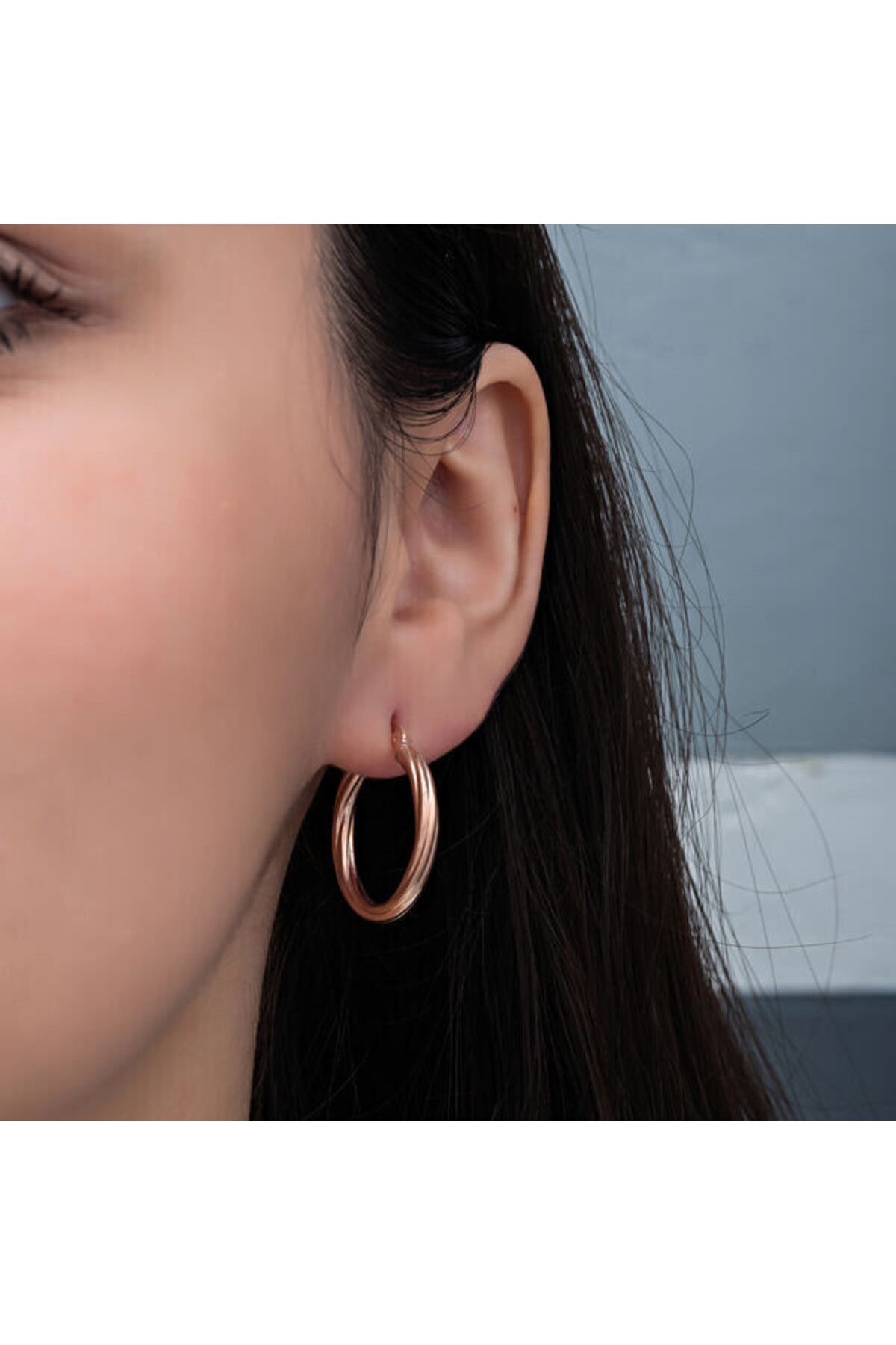 shop Burgu 3mm Rose Halka 925 Ayar Gümüş Küpe