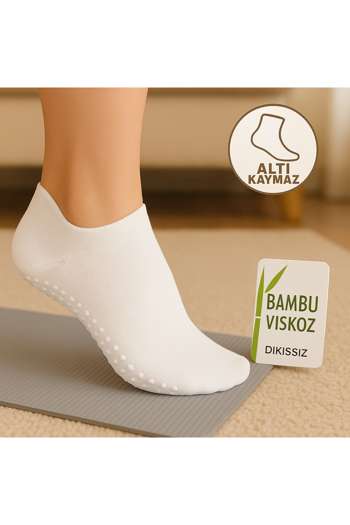 Bilal SOCKS Kadın Bambu Pilates,Yoga,Dans,Bale Çorabı Dikişsiz Kaymaz Spor Çorap 3’lü snekers kısa çorap