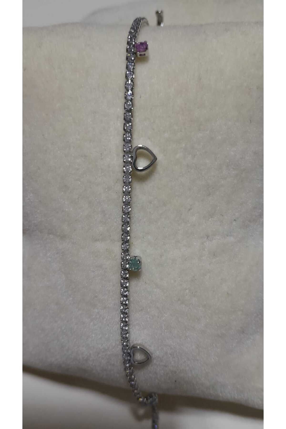 FDCOLLECTİON Çelik Baget Taşlı İnce su yolu bileklik