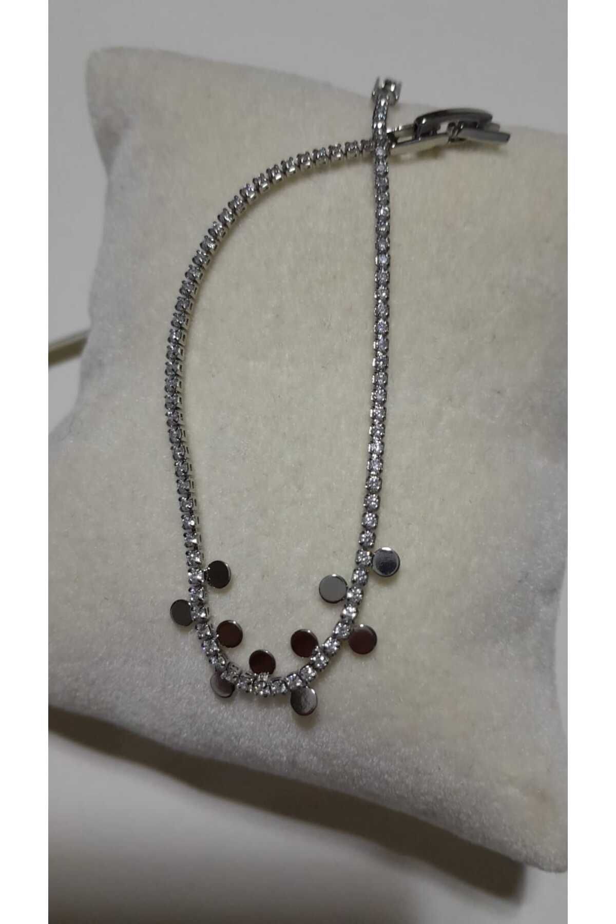 FDCOLLECTİON Çelik Baget Taşlı İnce su yolu bileklik