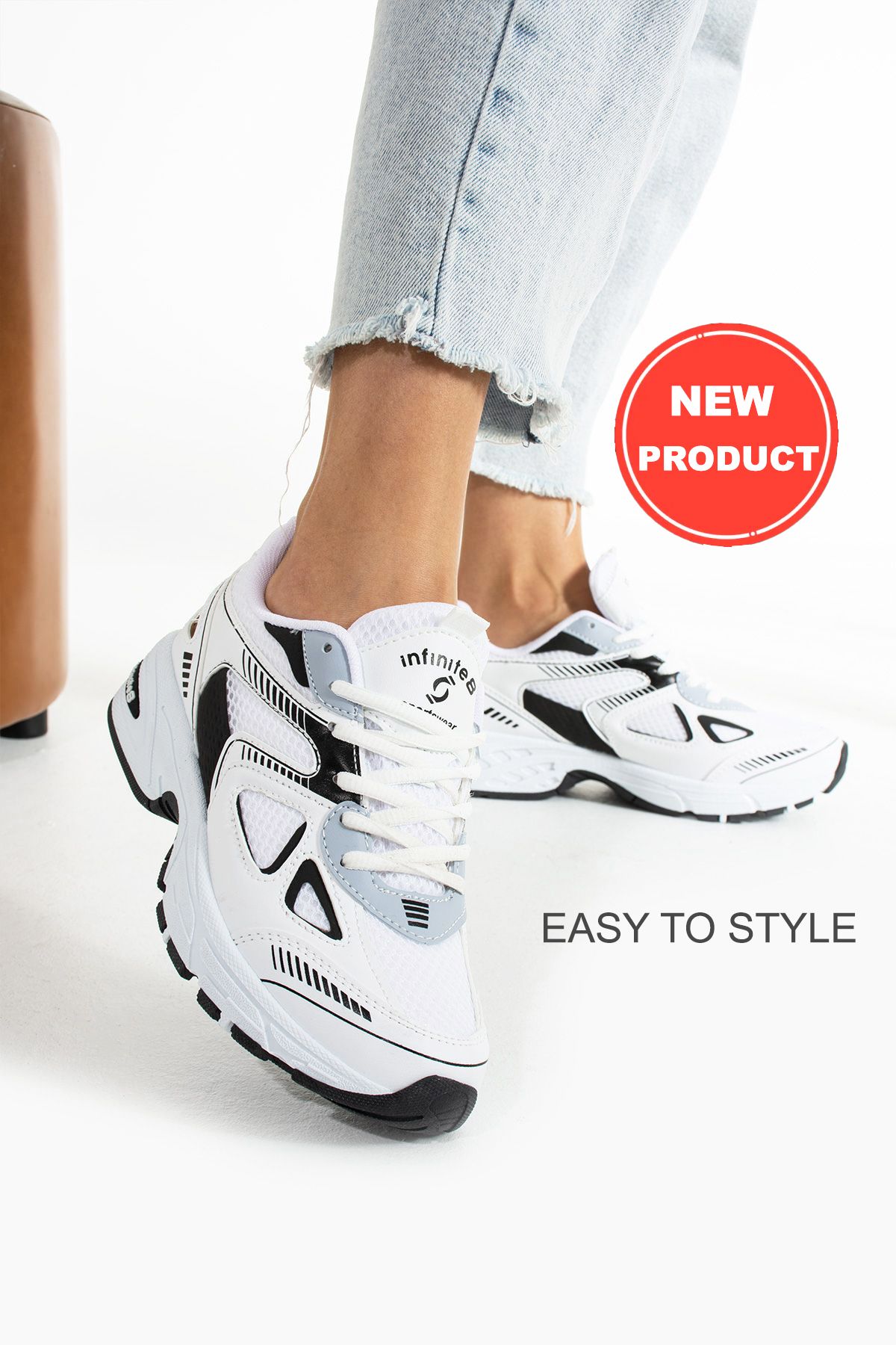 Devida Kadın Beyaz Spor Ayakkabı Günlük Rahat Air Taban Sneaker GN110