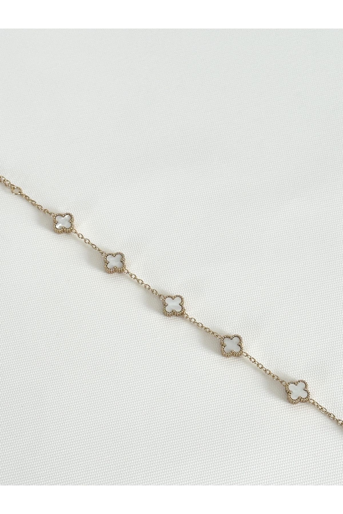 stainles steel Van Cleef Sedefli Beyaz Bileklik