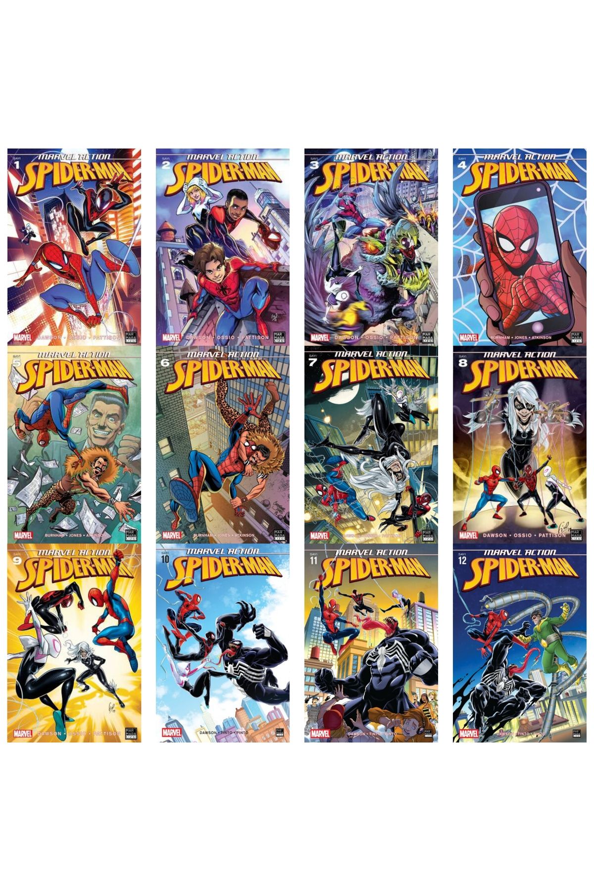 Marmara Çizgi Yayınları Marvel Action Spider-Man 1-12 Arası Çizgi Fasikül Seti