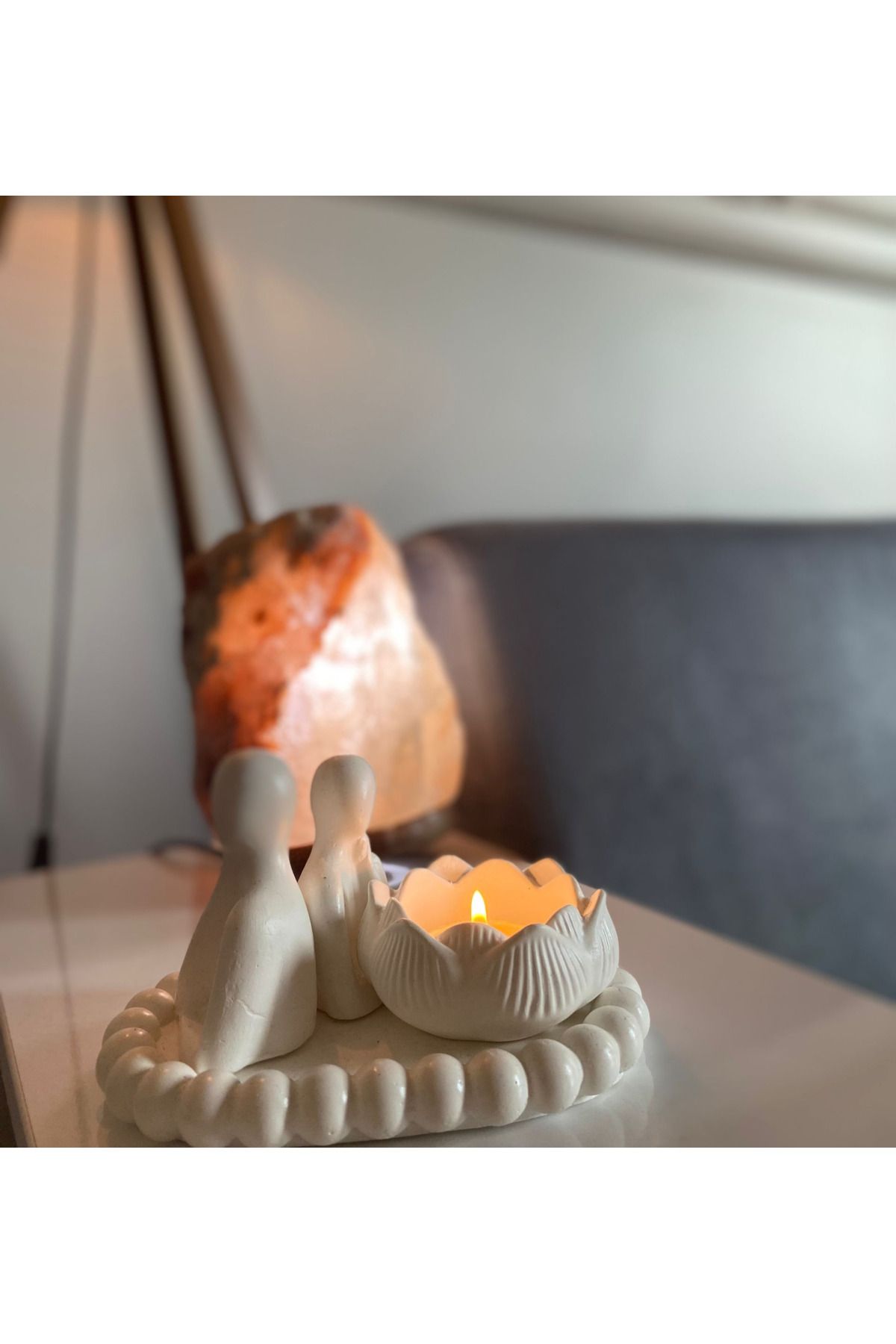 MD HOME ART insan figürü kadın erkek mumluk boncuklu tepsi dekor set