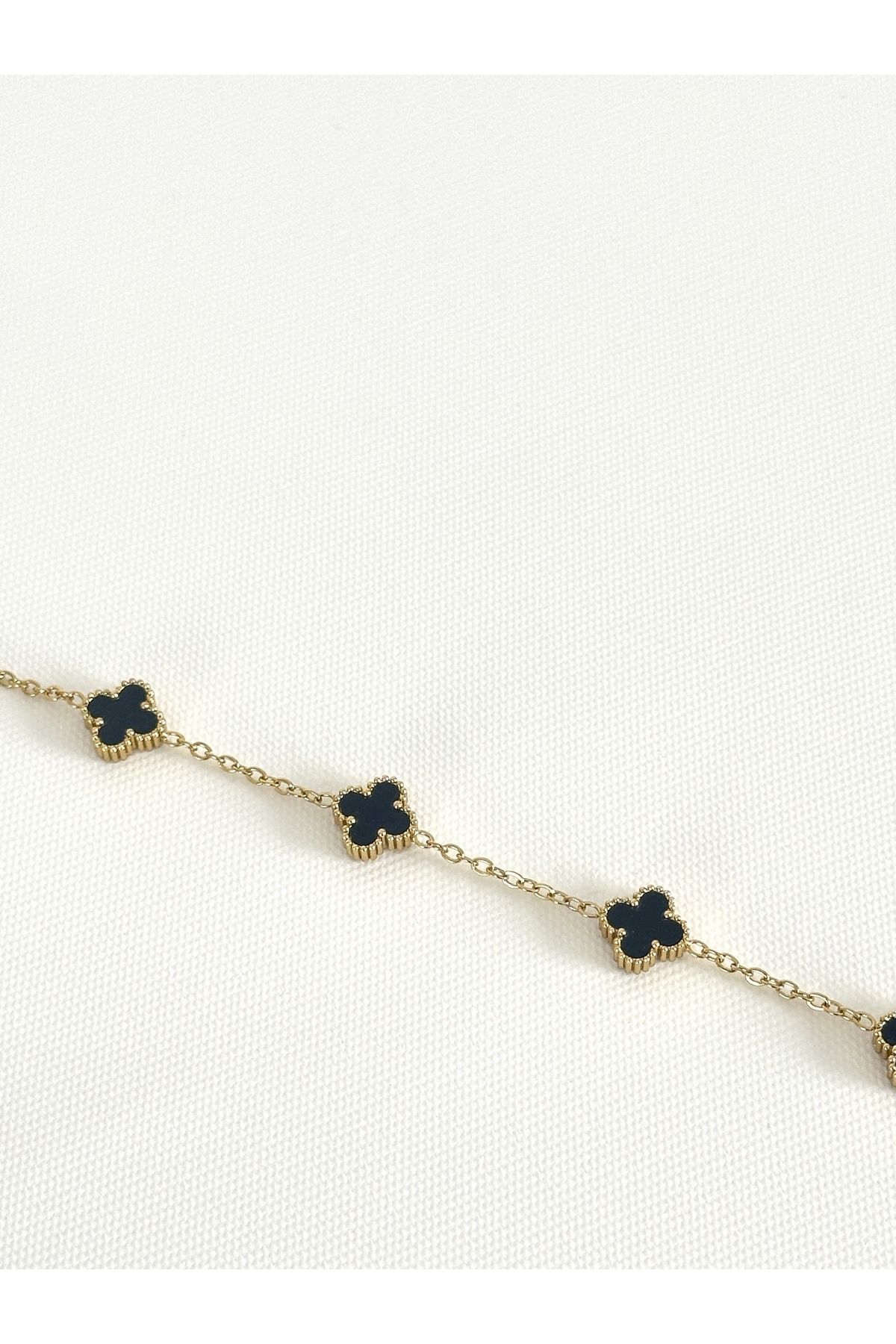 stainles steel Van Cleef Siyah Sedefli Bileklik