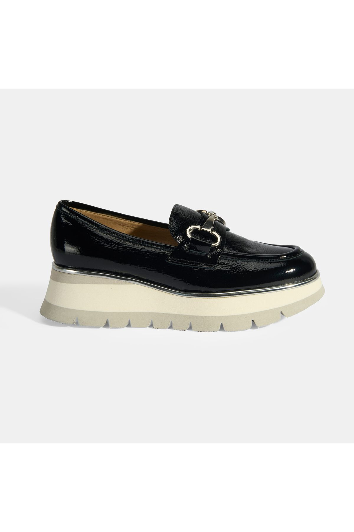 LUCA GROSSI Kadın Siyah Kalın Topuklu Slip-On Rugan Loafer