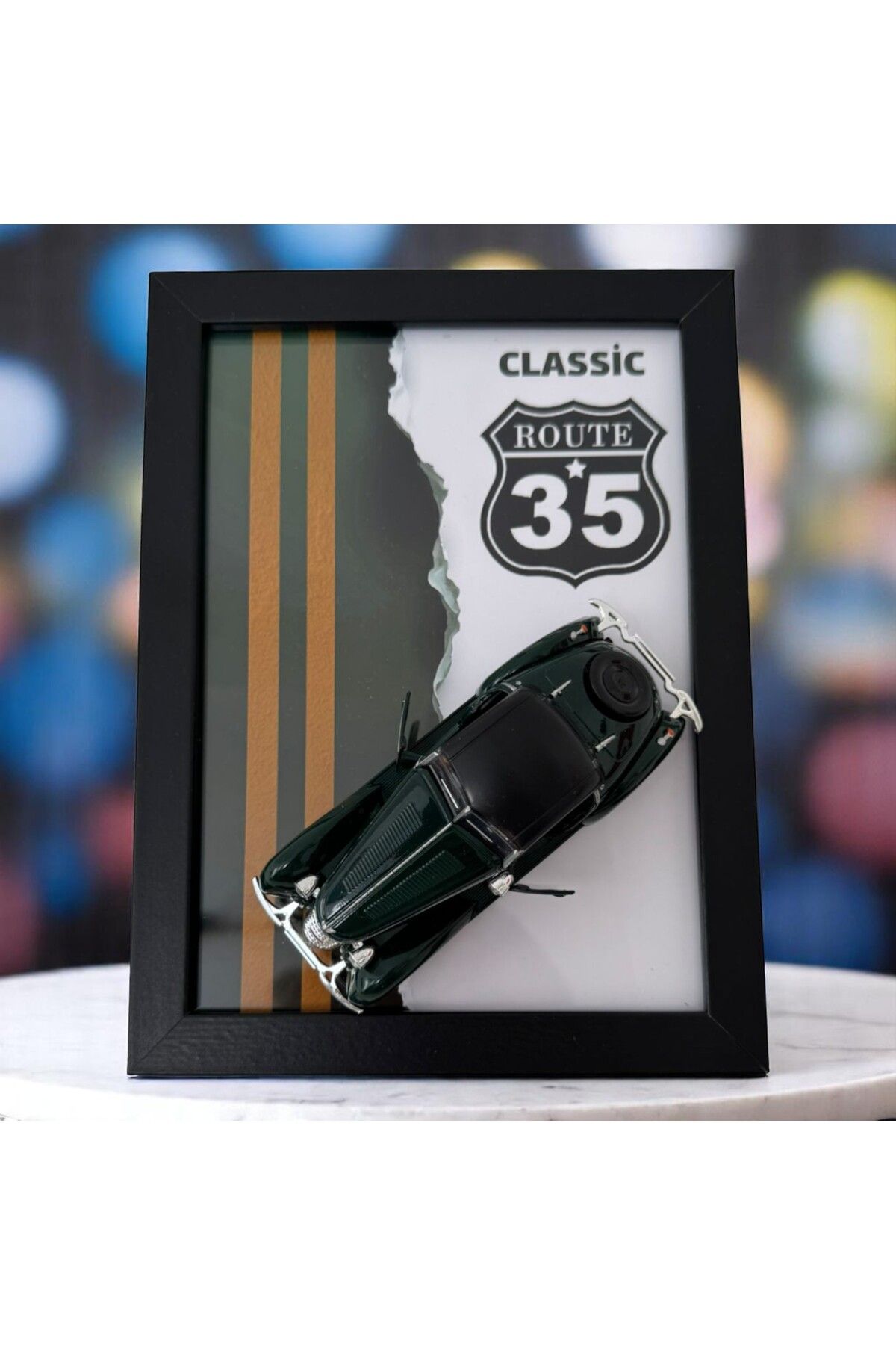 Giftorium Group Siyah Klasik 3D Maket Araba Tablosu – Diecast Model Tablo Premium Kalite
