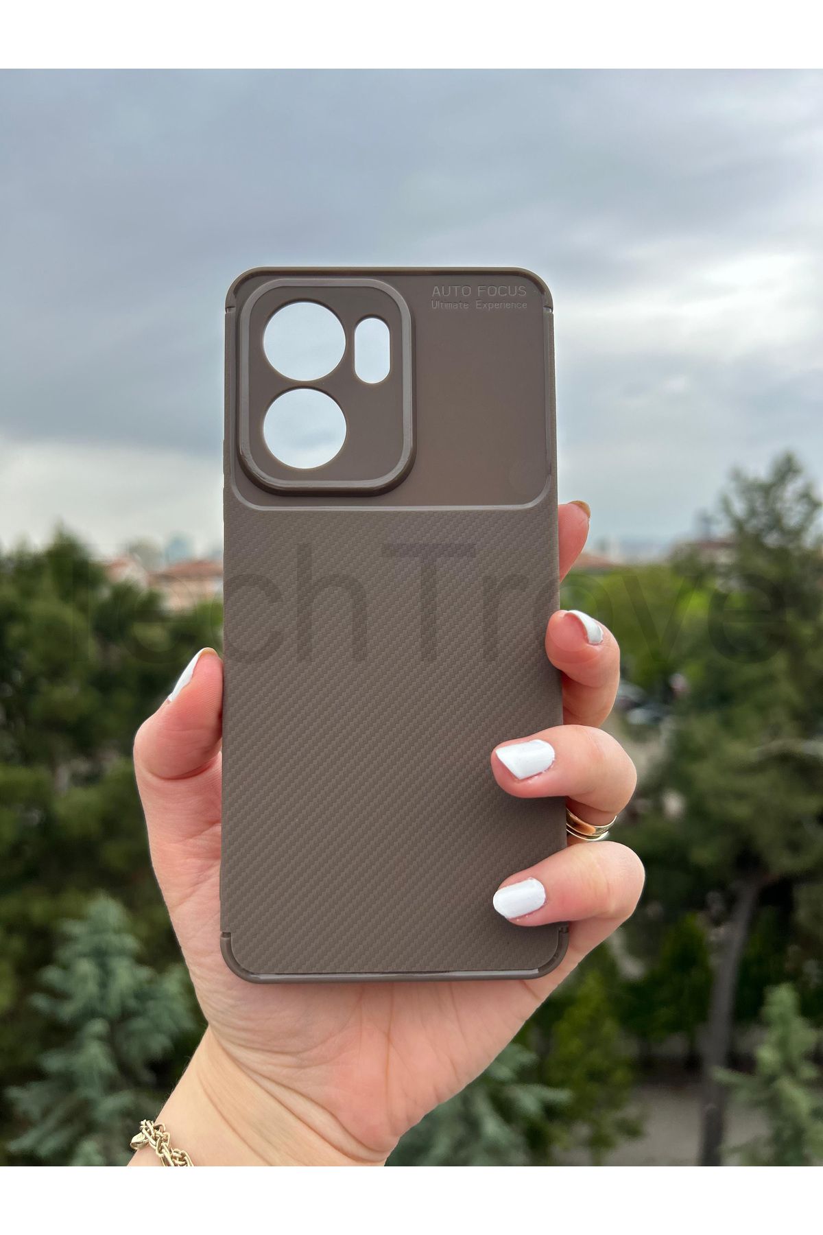 TechTrove Oppo Reno 13F Kılıf Karbon Tasarımlı İnce Yapılı Kamera Koruma Çıkıntılı Kapak