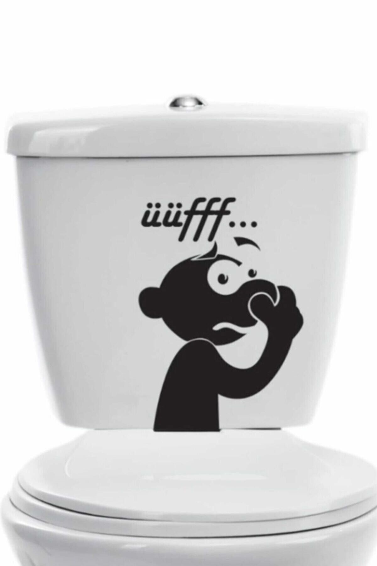 hediyenebak Komik Üff Tasarımlı| Klozet Kapağı Banyo Wc Sticker 23x32 cm