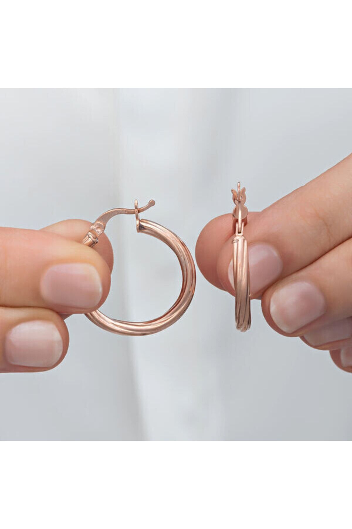 shop Burgu 3mm Rose Halka 925 Ayar Gümüş Küpe