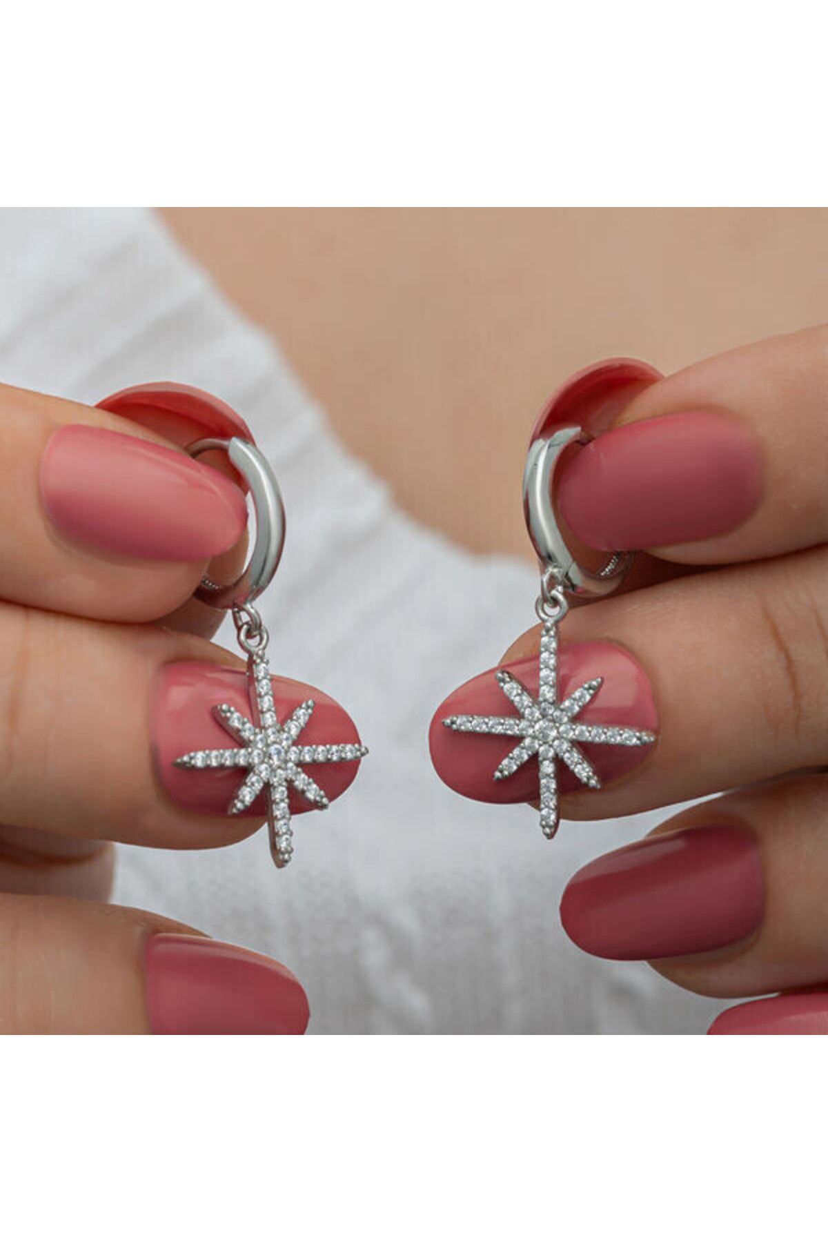 shop Sallantılı Kutup Yıldızı 925 Ayar Gümüş Küpe