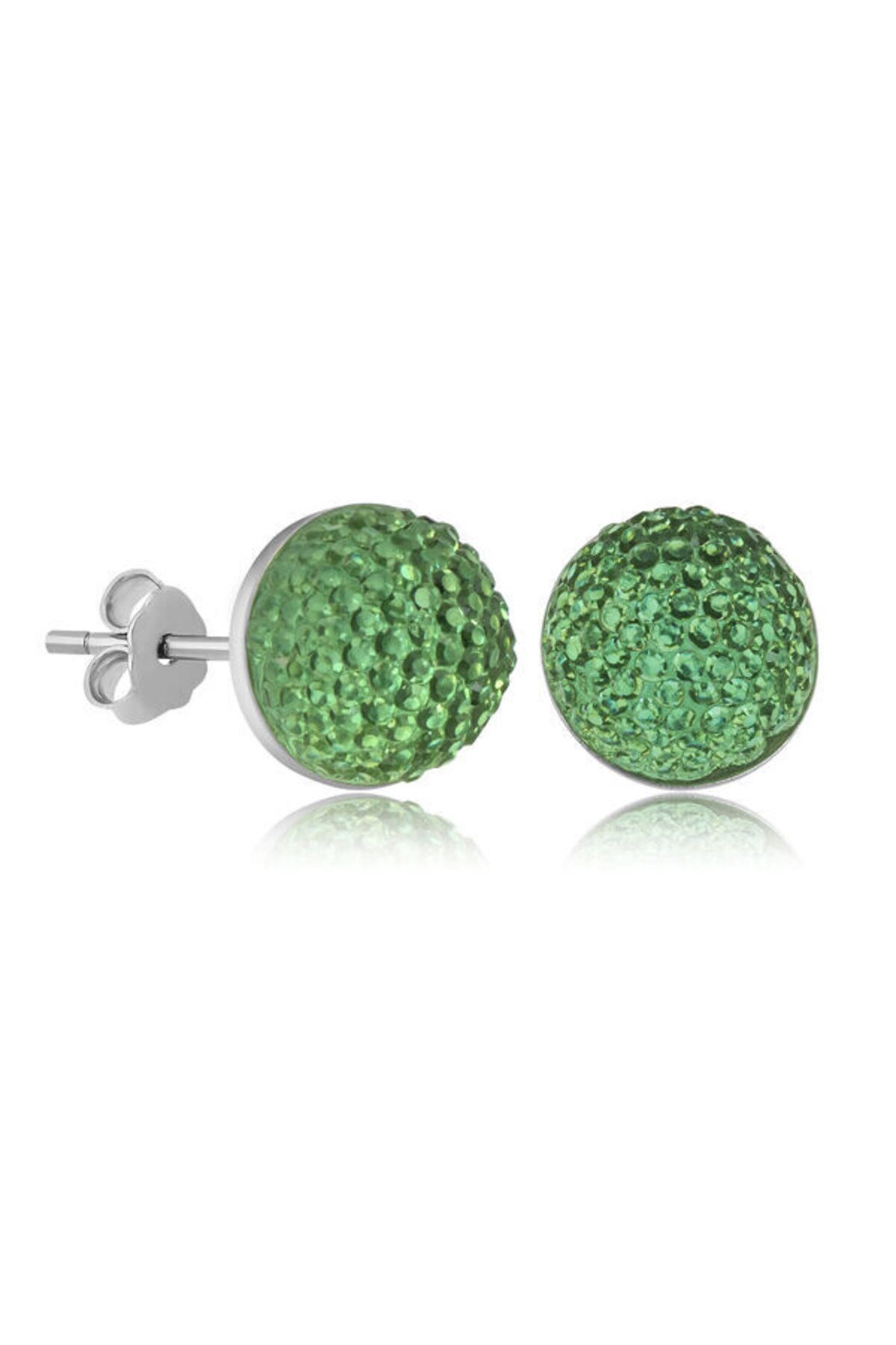 shop Kristal Yeşil Çivili 925 Ayar Gümüş Küpe