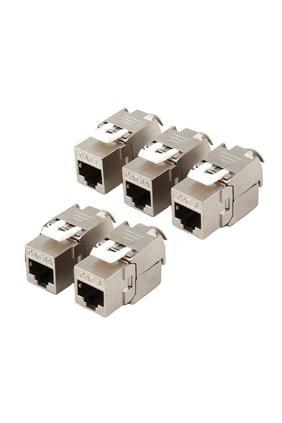 Koodmax 5 Adet - CAT6A Keystone Jack - Cat6A RJ45 Toolless Shielded STP Keystone Jack 180 Derece 10Gbps