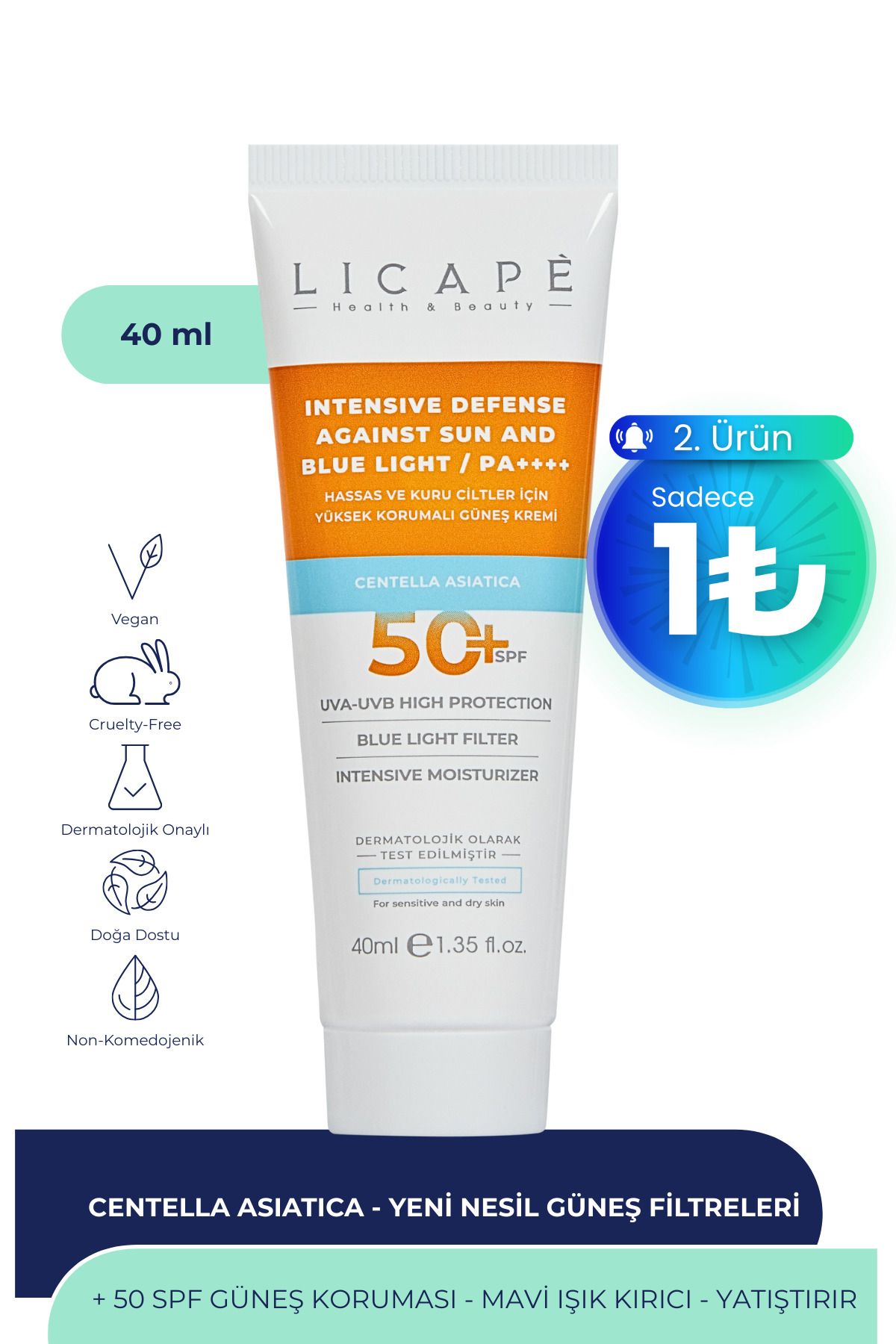 Hassas Ve Kuru Ciltler İçin Yüksek Korumalı 50 Faktör Güneş Kremi 40ml