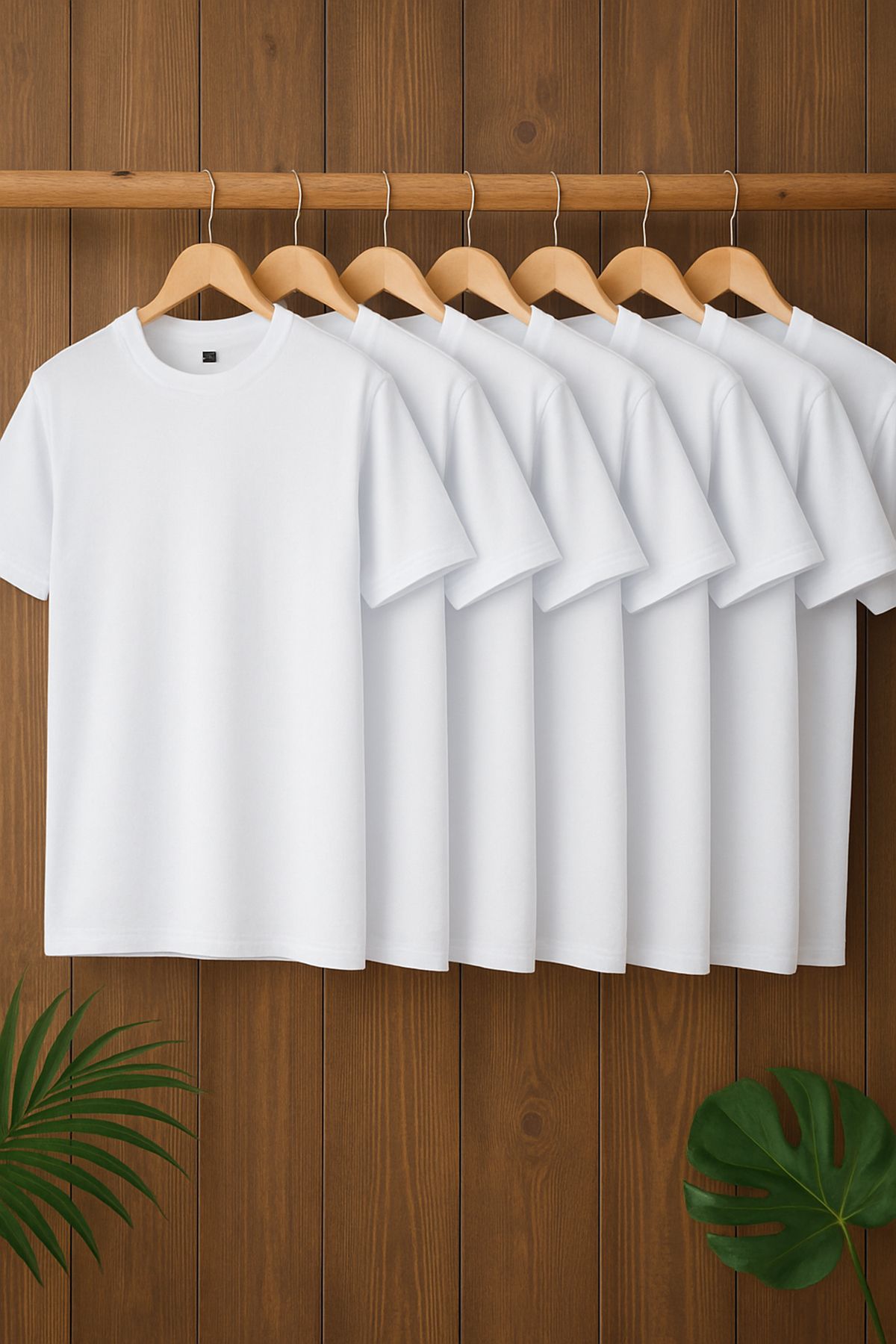 Trendyol Collection Pachet De 7 Tricouri Albe Slim/skinny 100% Bumbac Masculin - S