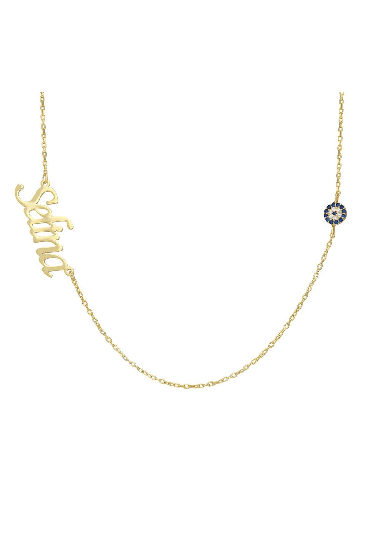 beonejewelry İSİMLİ TAŞLI NAZAR KOLYE | 925 GÜMÜŞ