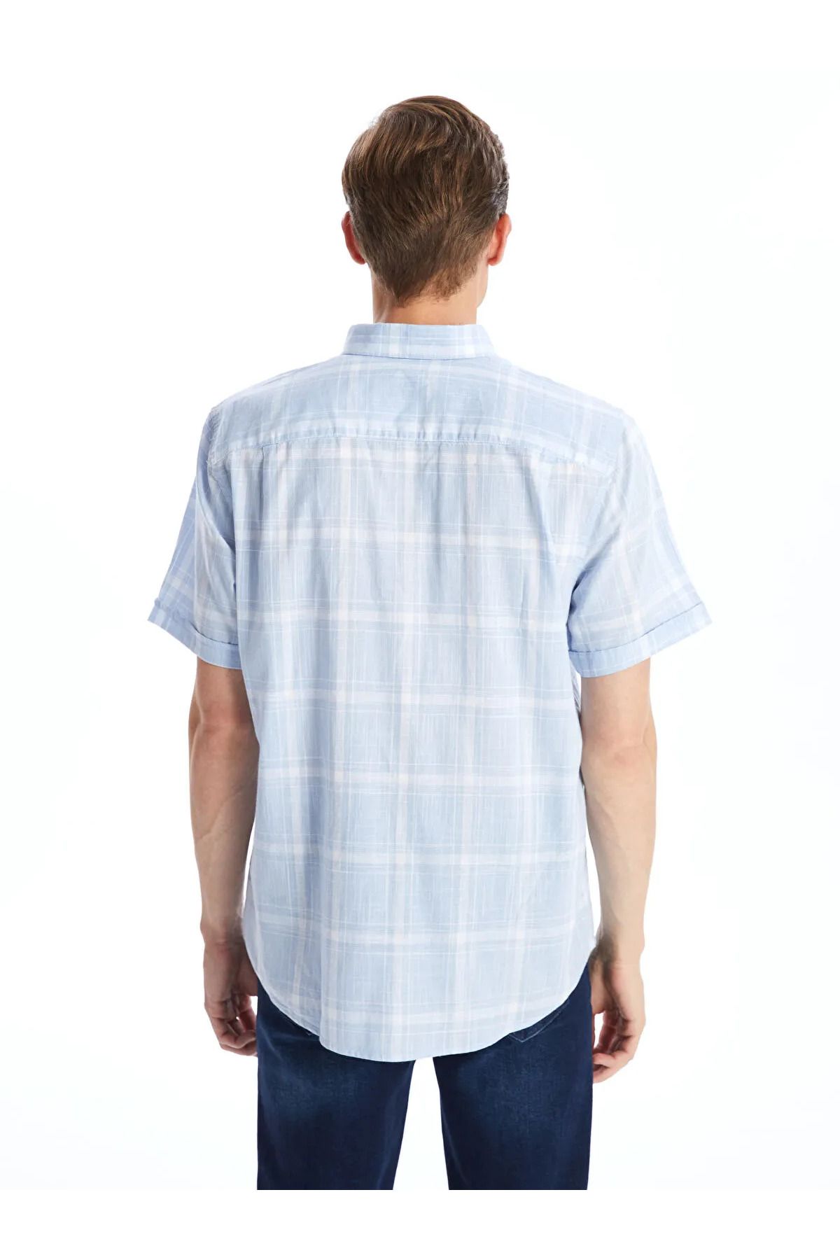 LC Waikiki Regular Fit Kısa Kollu Ekose Poplin Erkek Gömlek