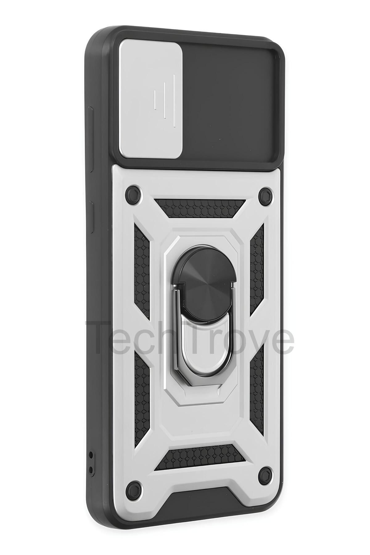 TechTrove Samsung Galaxy A04 Kılıf Sürgülü Kamera Korumalı Yüzüklü Stand Olabilen Magnetic Tpu Tank Kapak
