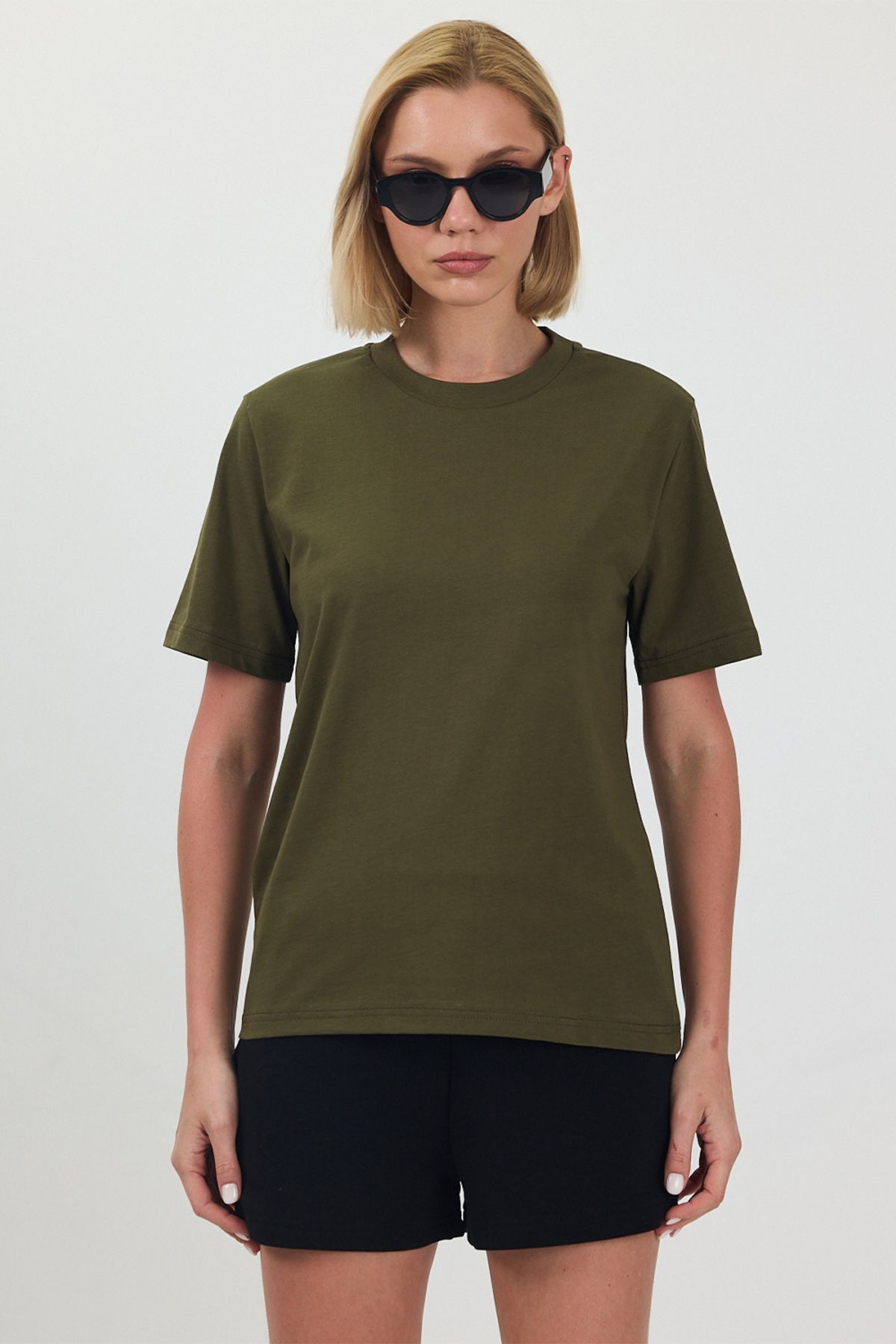 gothamvibes Kadın Basic Haki T-Shirt
