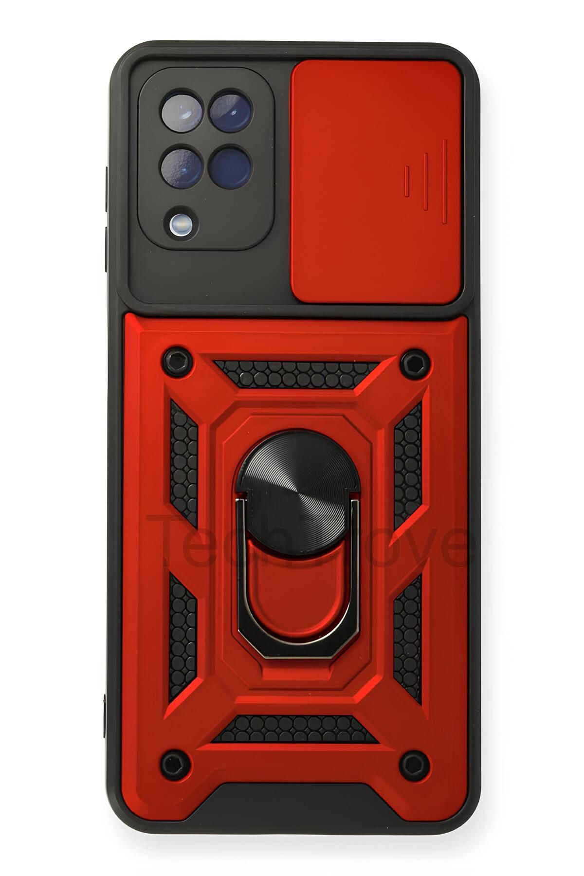 TechTrove Samsung Galaxy A12 Kılıf Sürgülü Kamera Korumalı Yüzüklü Stand Olabilen Magnetic Tpu Tank Kapak