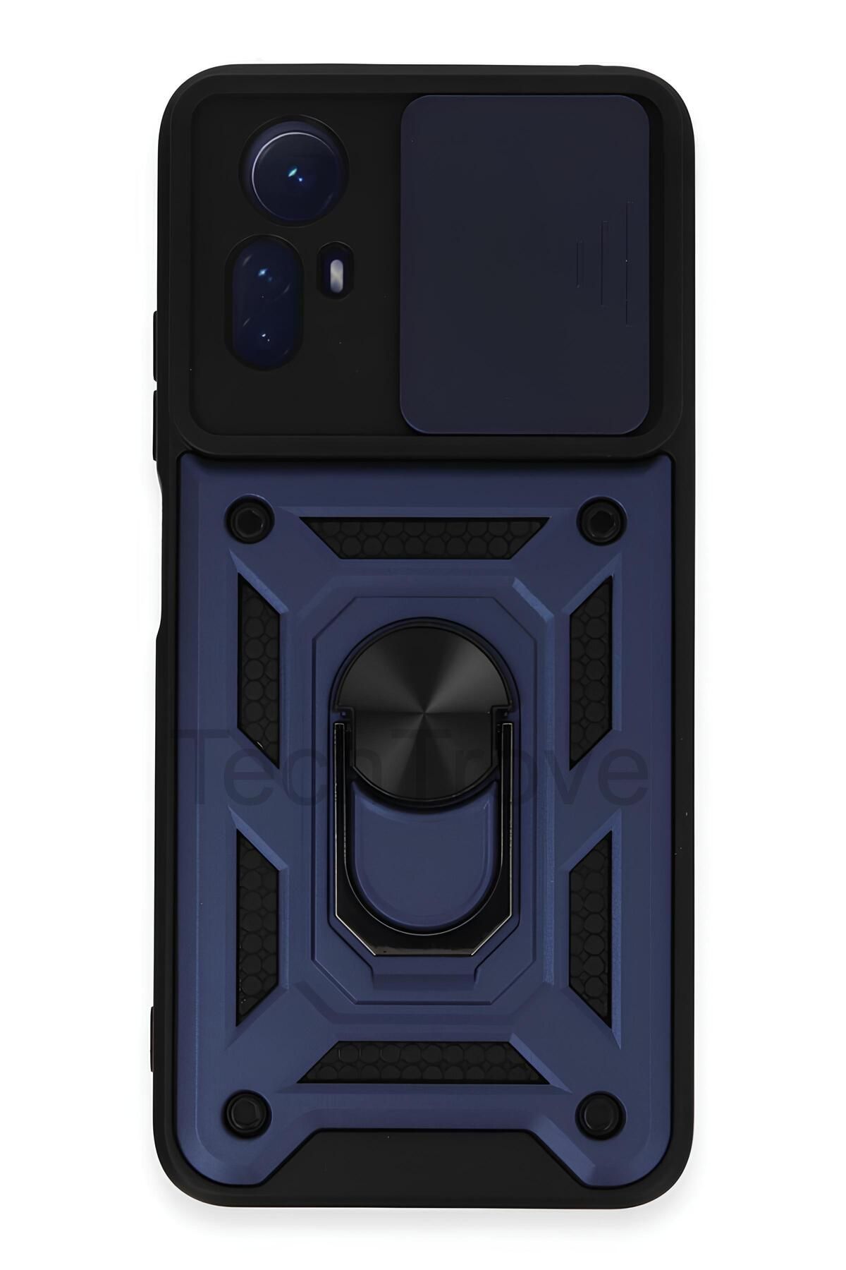 TechTrove Xiaomi Redmi Note 11S Kılıf Sürgülü Kamera Korumalı Yüzüklü Stand Olabilen Magnetic Tpu Tank Kapak