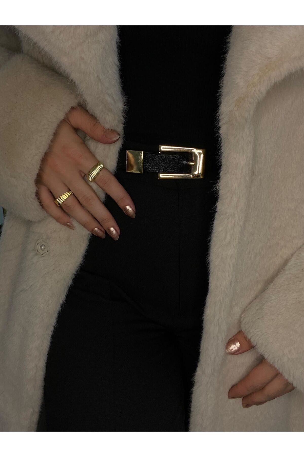 Lydie's KADIN PARLAK GOLD TOKALI KEMER