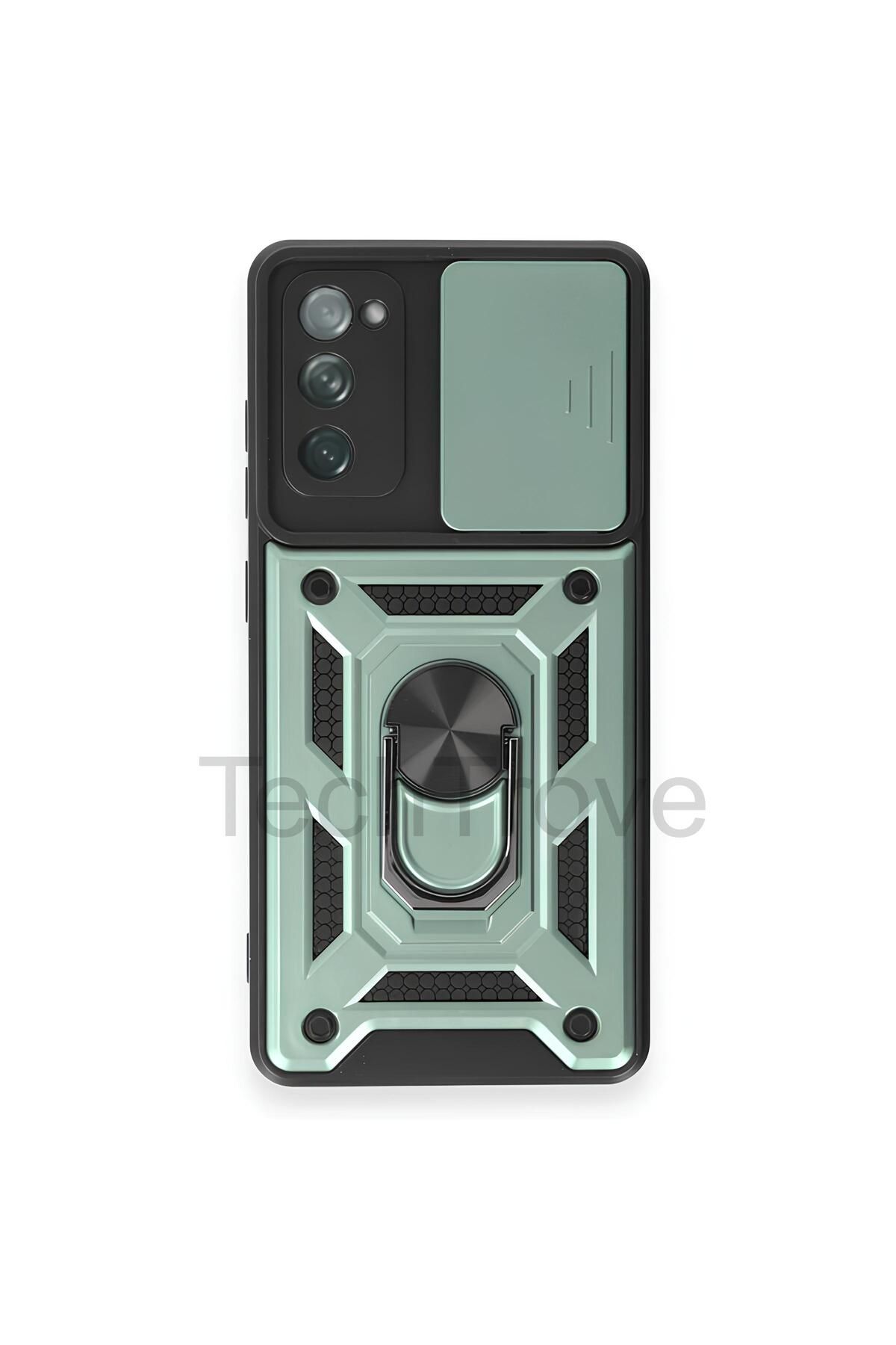 TechTrove Samsung Galaxy S20 FE Kılıf Sürgülü Kamera Korumalı Yüzüklü Stand Olabilen Magnetic Tpu Tank Kapak