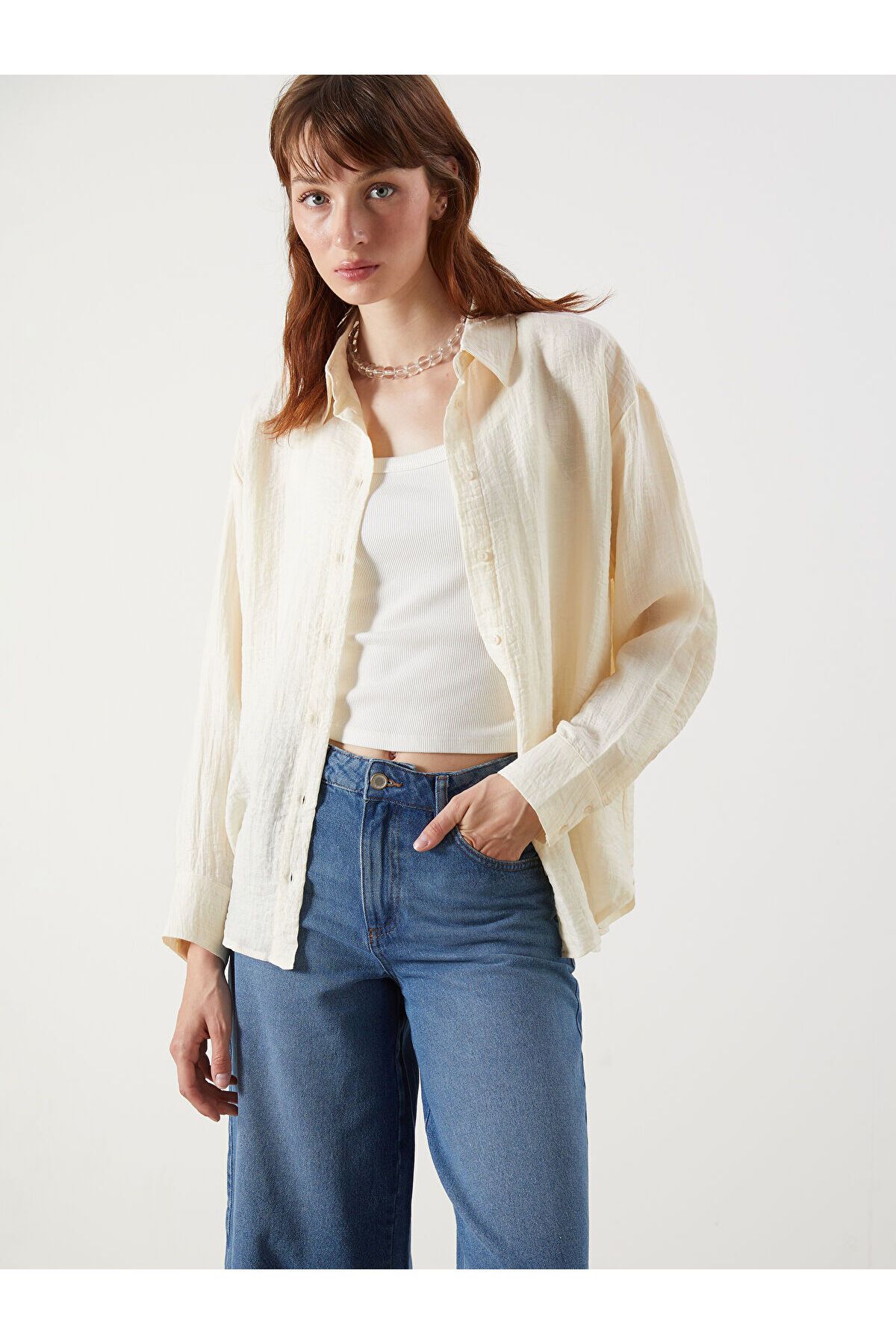 LC Waikiki Dokulu Oversize Kadın Gömlek