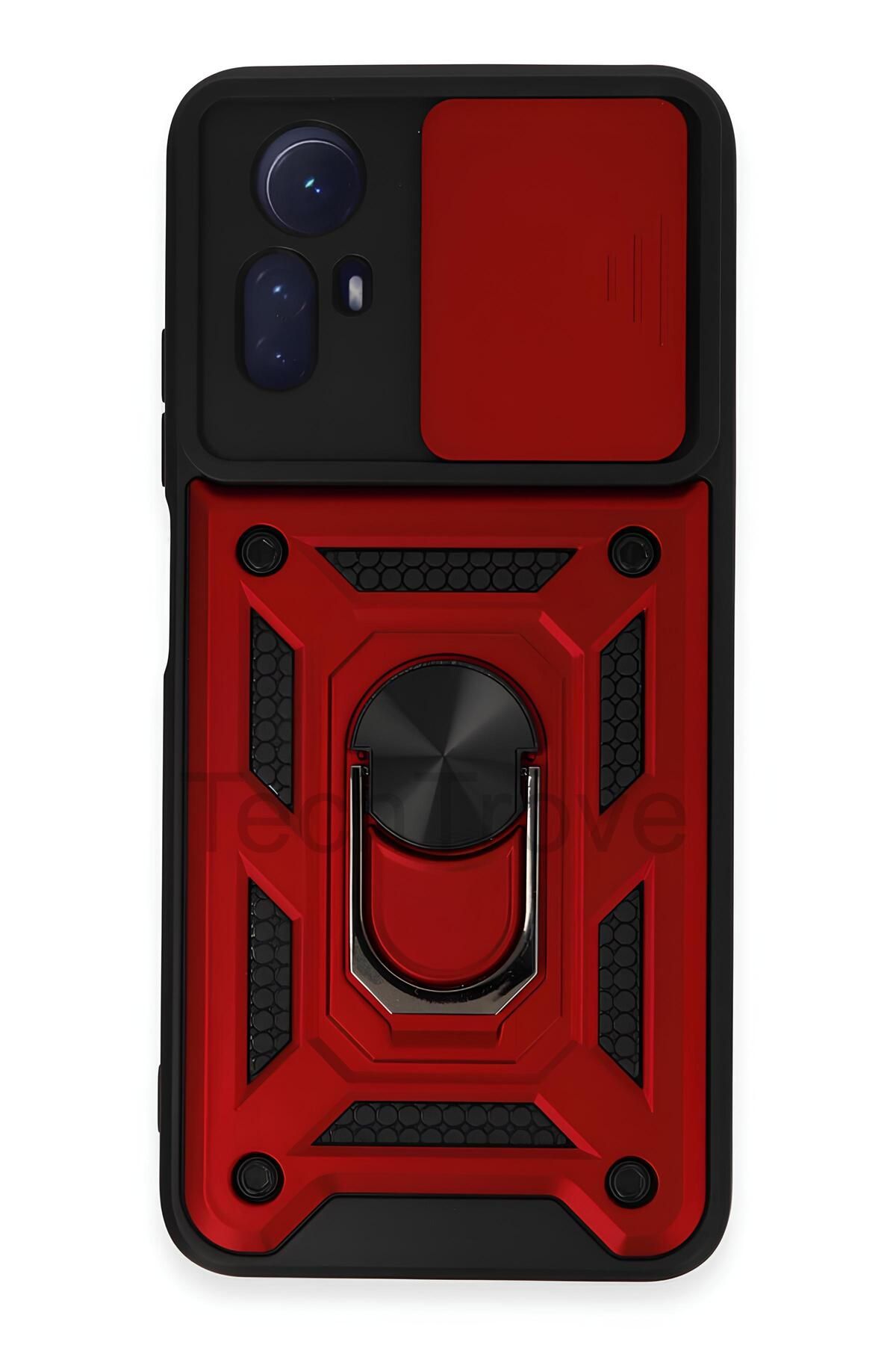 TechTrove Xiaomi Redmi Note 12S Kılıf Sürgülü Kamera Korumalı Yüzüklü Stand Olabilen Magnetic Tpu Tank Kapak