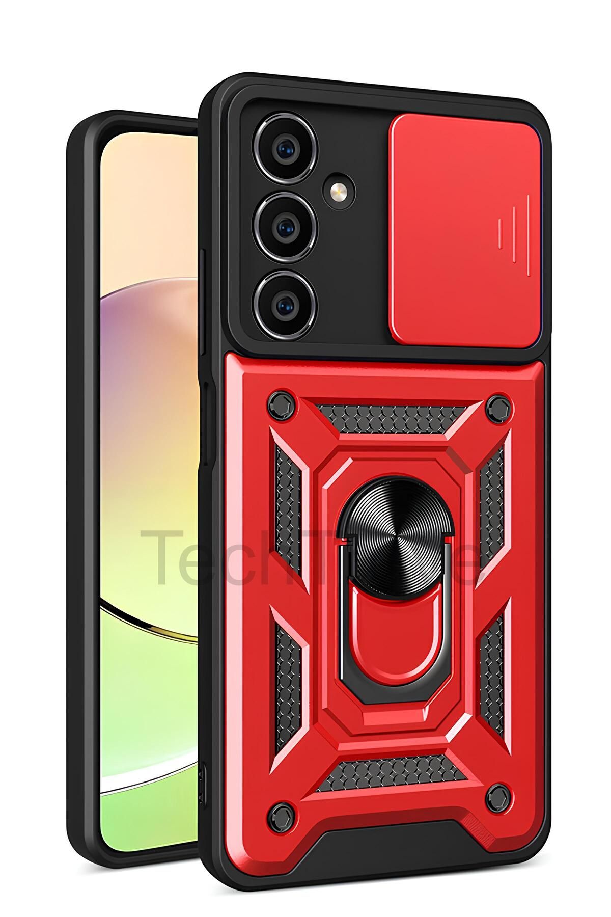 TechTrove Samsung Galaxy A05S Kılıf Sürgülü Kamera Korumalı Yüzüklü Stand Olabilen Magnetic Tpu Tank Kapak