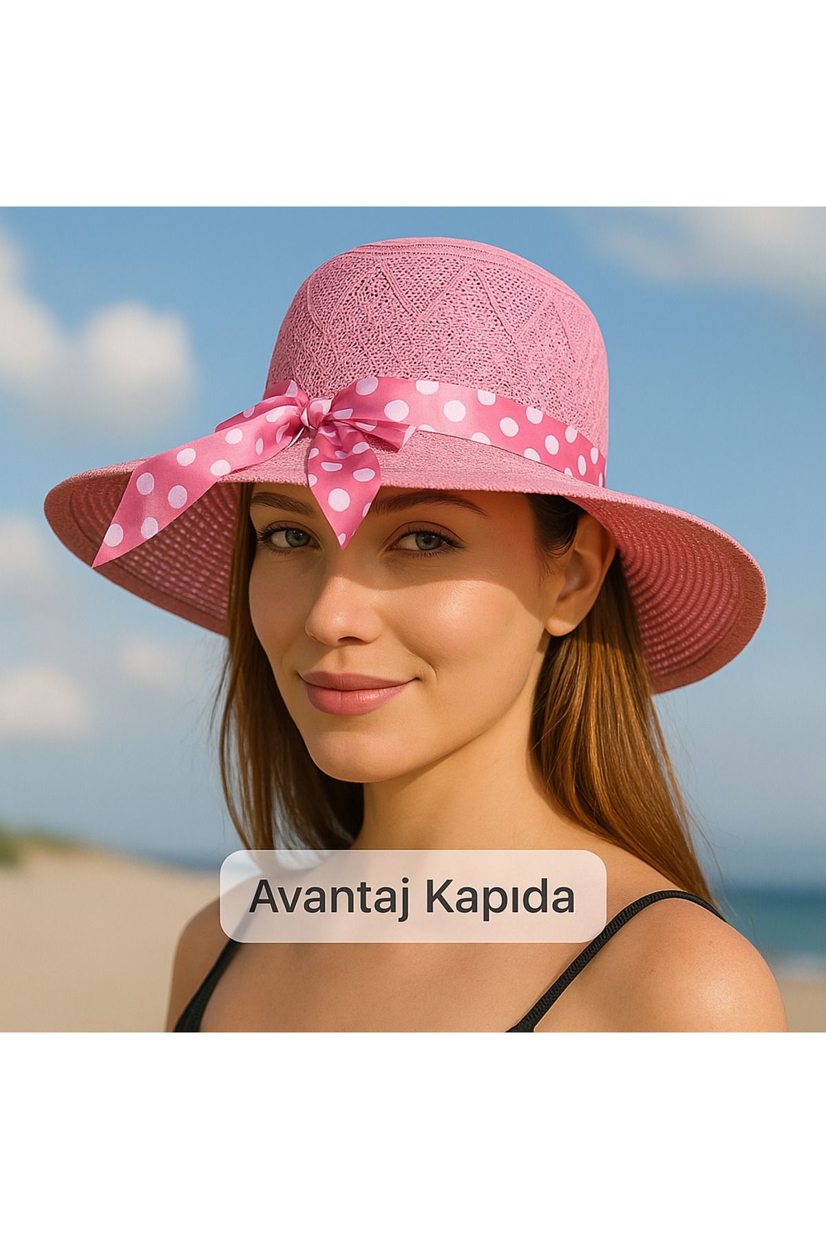Avantaj Kapıda ® Kadın Hasır Yazlık Şapka – Geniş Kenarlı, Fiyonklu, Özel Tasarım Modeller