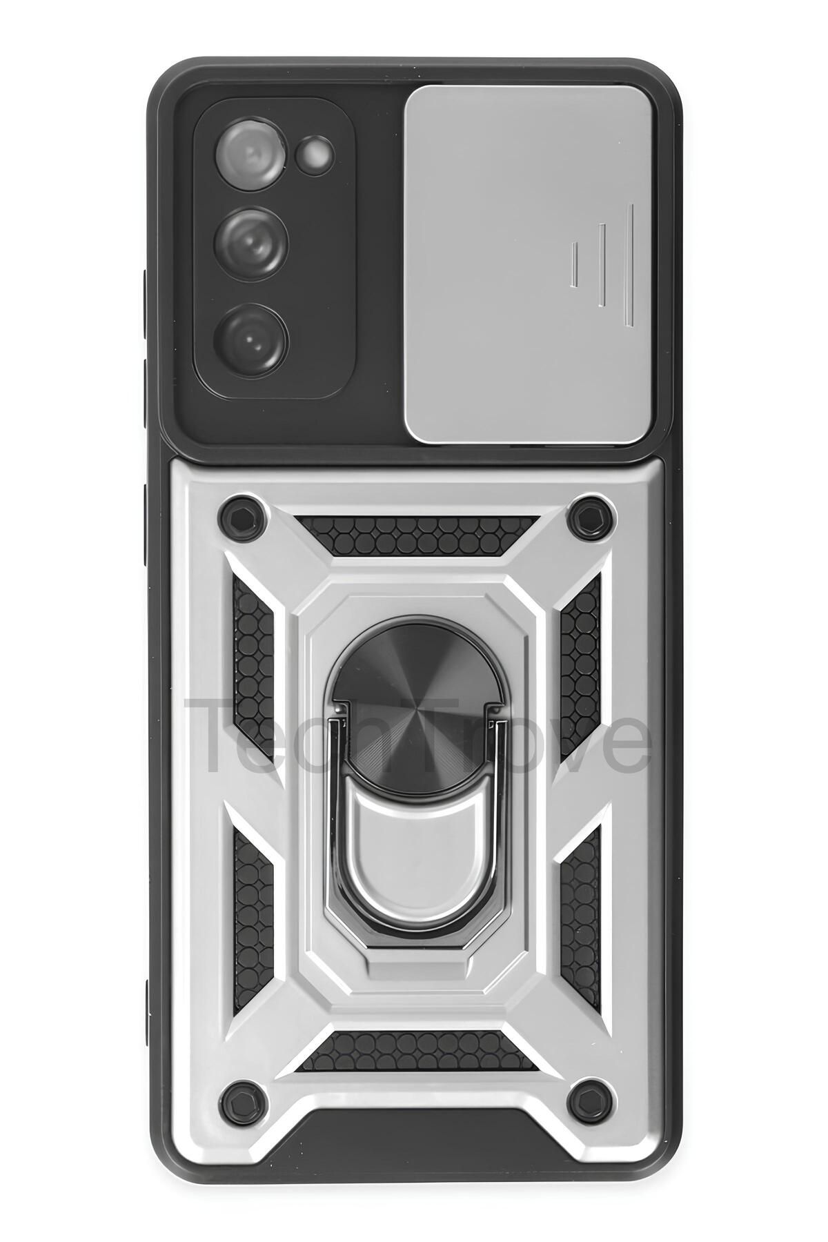 TechTrove Samsung Galaxy S20 FE Kılıf Sürgülü Kamera Korumalı Yüzüklü Stand Olabilen Magnetic Tpu Tank Kapak